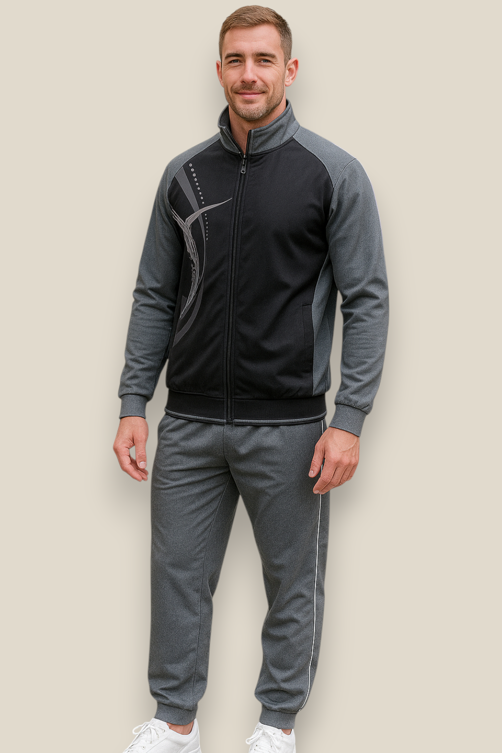 Men’s Sportswear Set - Two-Piece Jacket And Jogging Tracksuit Set