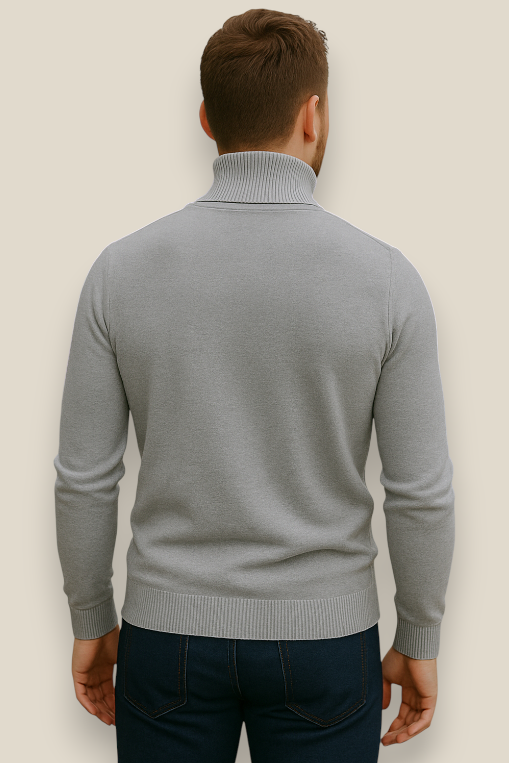 Men’s Turtleneck Jumper, Slim Fit High Neck Sweater, Warm Winter Top