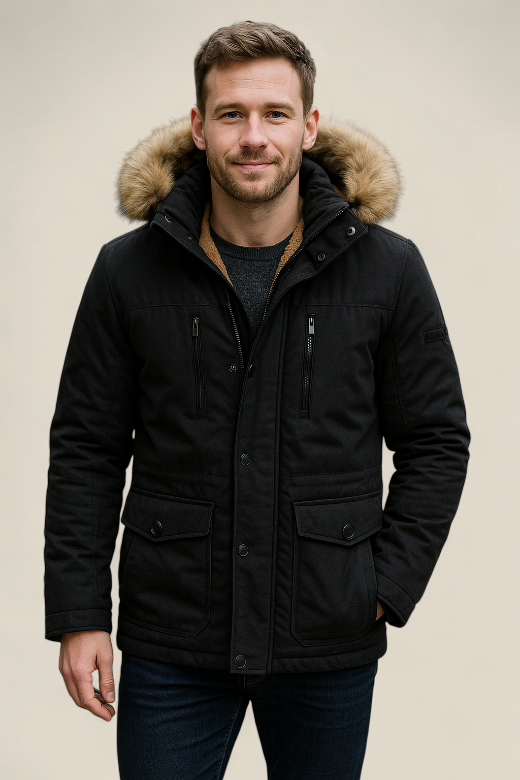 Men’s Winter Parka Jacket - Thick Velvet Outdoor Coat