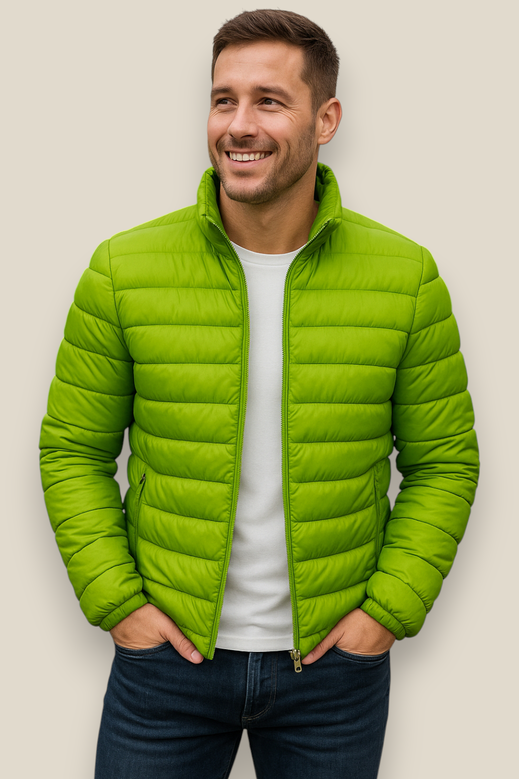 Men’s Down Puffer Jacket, Winter Padded Casual Windbreaker Coat, Thick Warm Overcoat