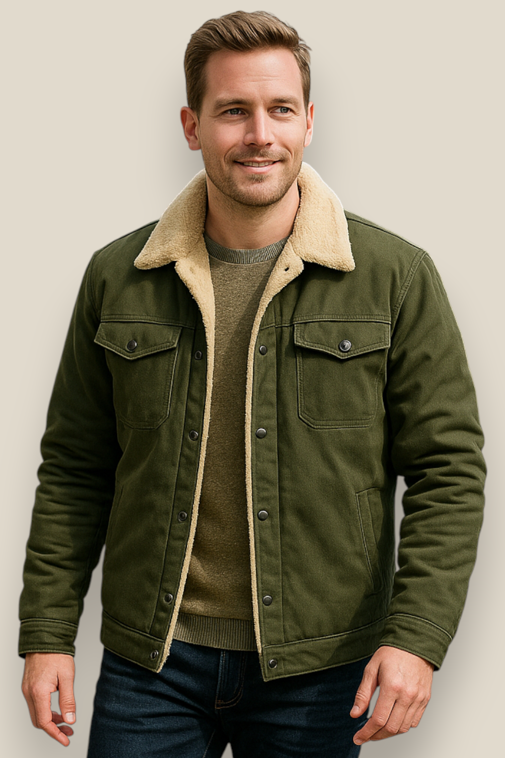 Men’s Winter Fleece Lined Jacket, Thick Warm Plush Coat, Casual Winter Outerwear