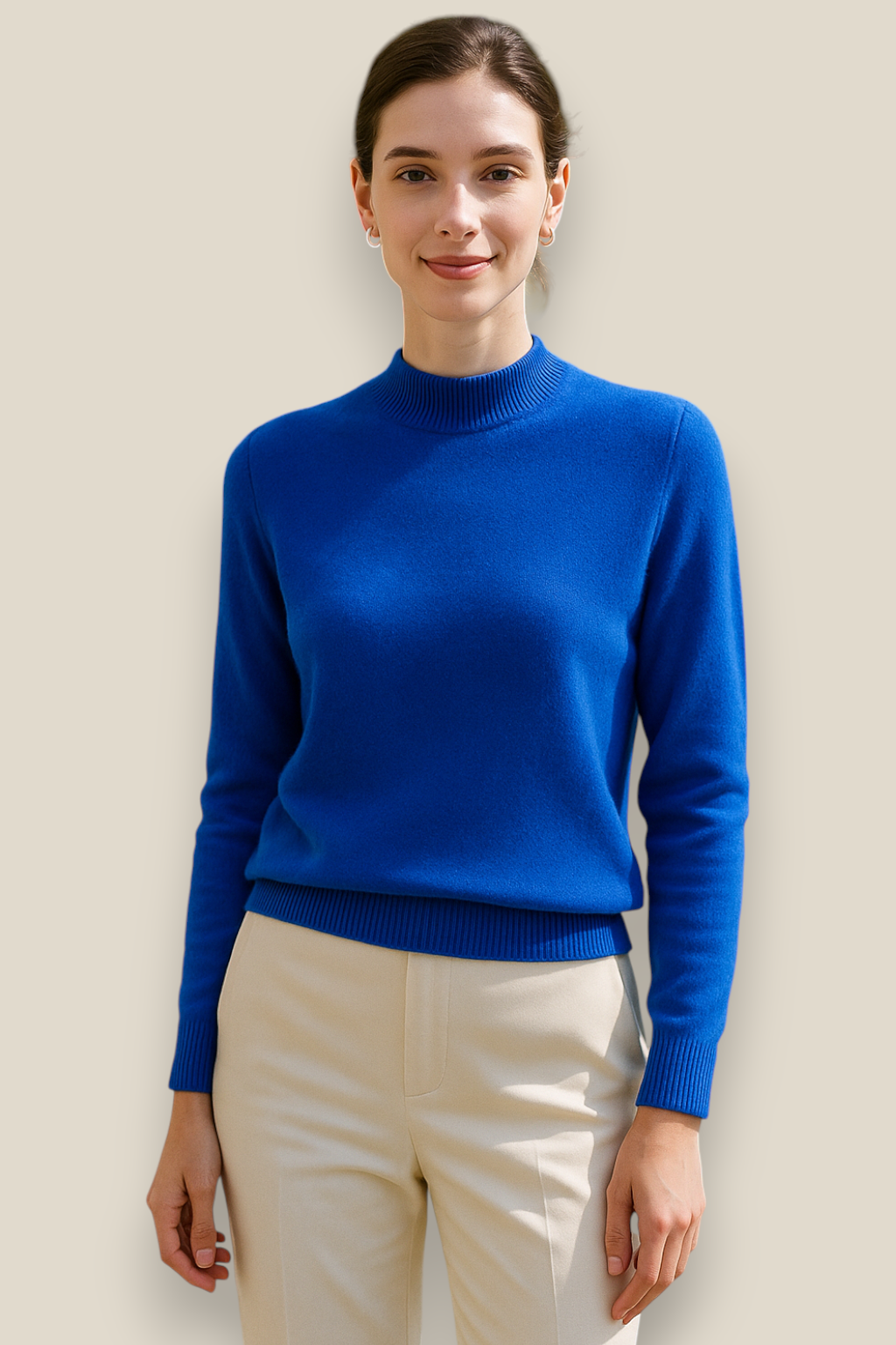 Women’s Wool Jumper, Seamless Knitted Sweater, Long Sleeve Winter Top