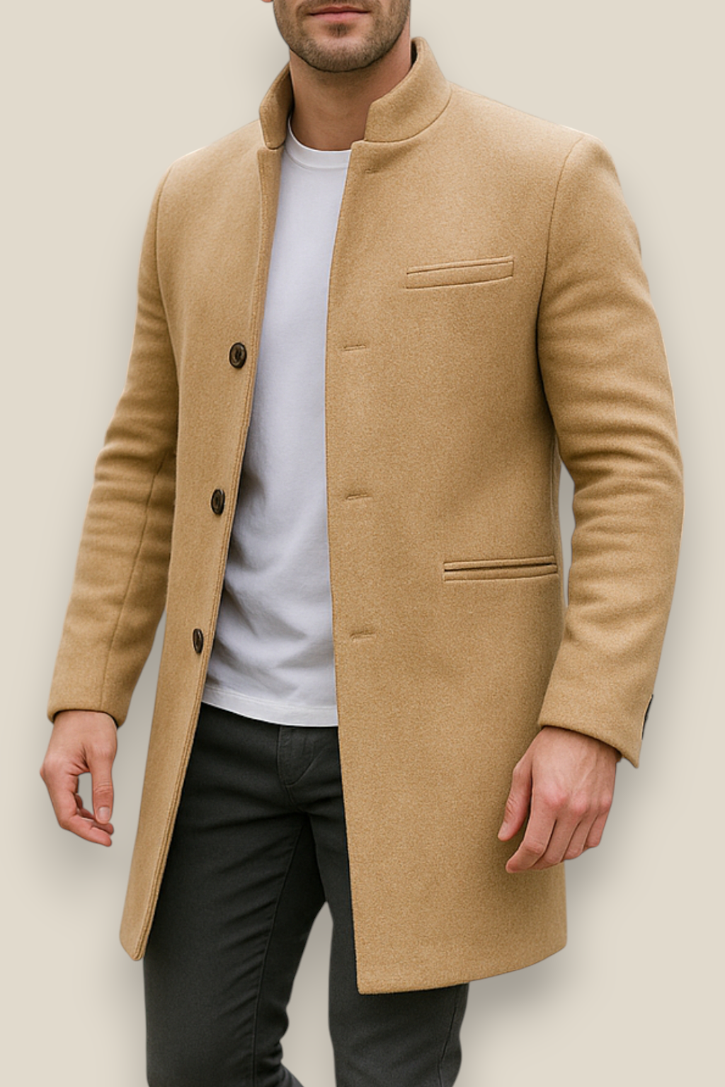 Men’s Winter Trench Coat, Formal Long Overcoat, Warm Smart Casual Jacket