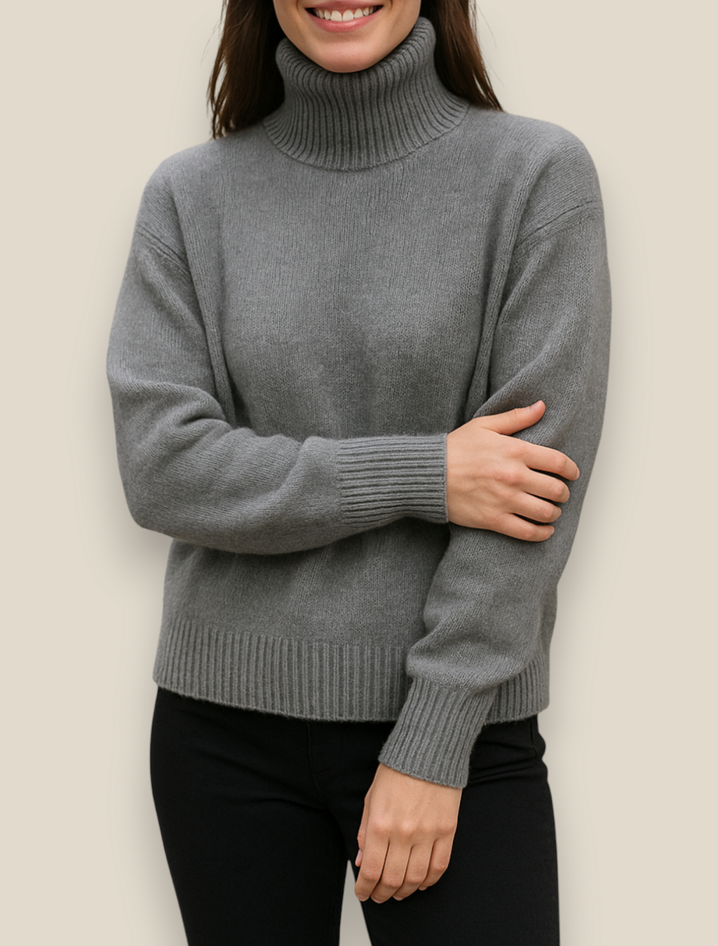 Women’s Turtleneck Jumper, Thick Knitted Sweater, Winter Office Knitwear