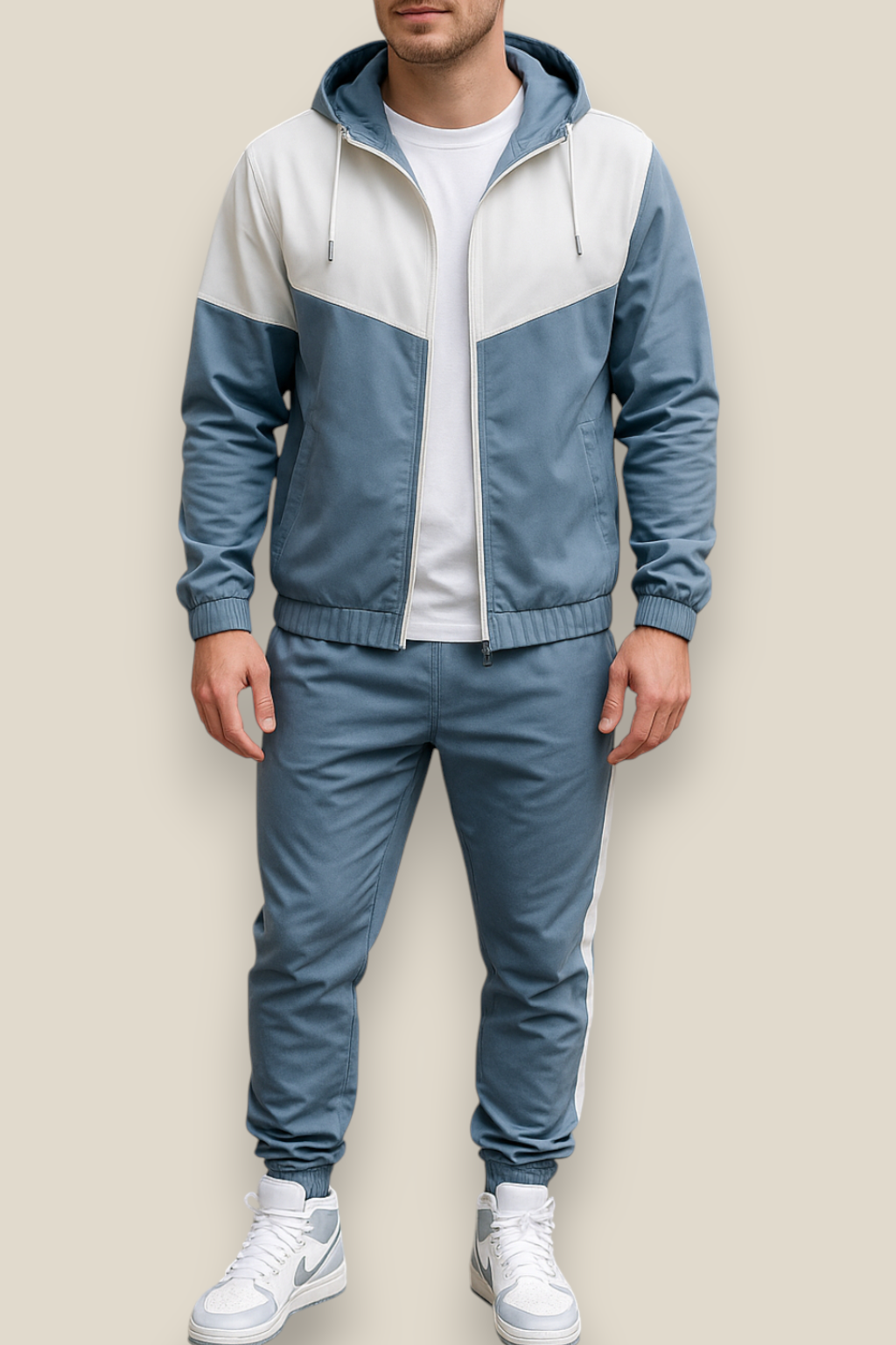 Men’s Two Piece Tracksuit Set, Hooded Jacket And Jogger Pants, Casual Athleisure Outfit