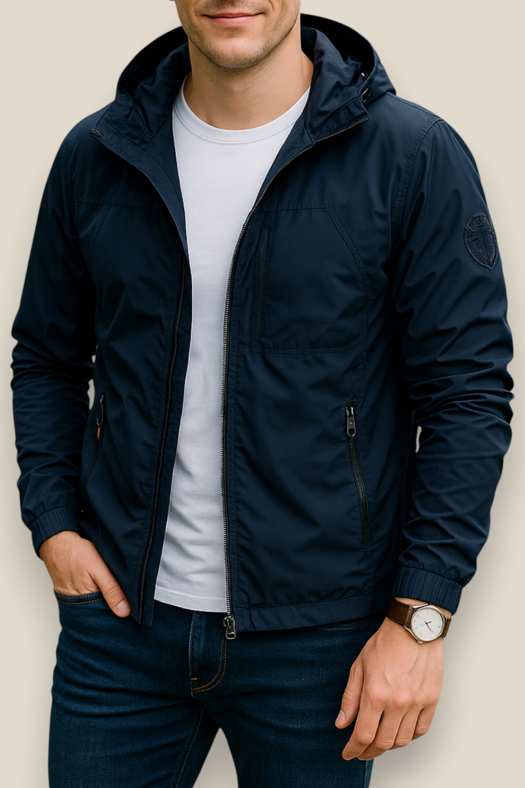 Men’s Waterproof Hiking Jacket -Outdoor Hooded Windbreaker