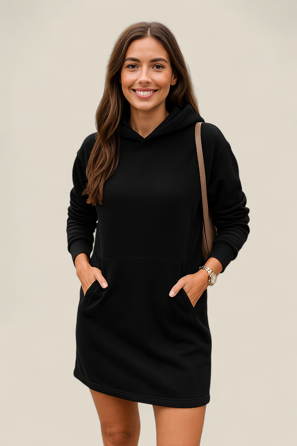 Women’s Hoodie Dress, Long Sleeve High Waist Hooded Sweatshirt, Warm Winter Top