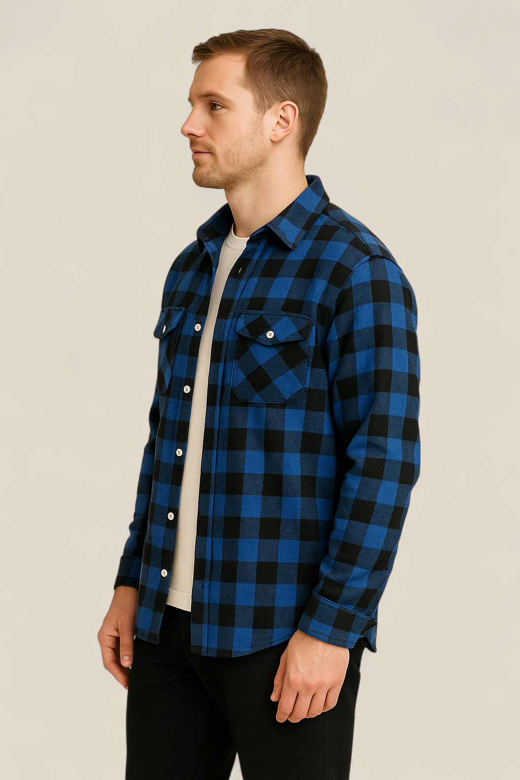 Men’s Classic Flannel Shirt - Plaid Long Sleeve Smart Casual Top