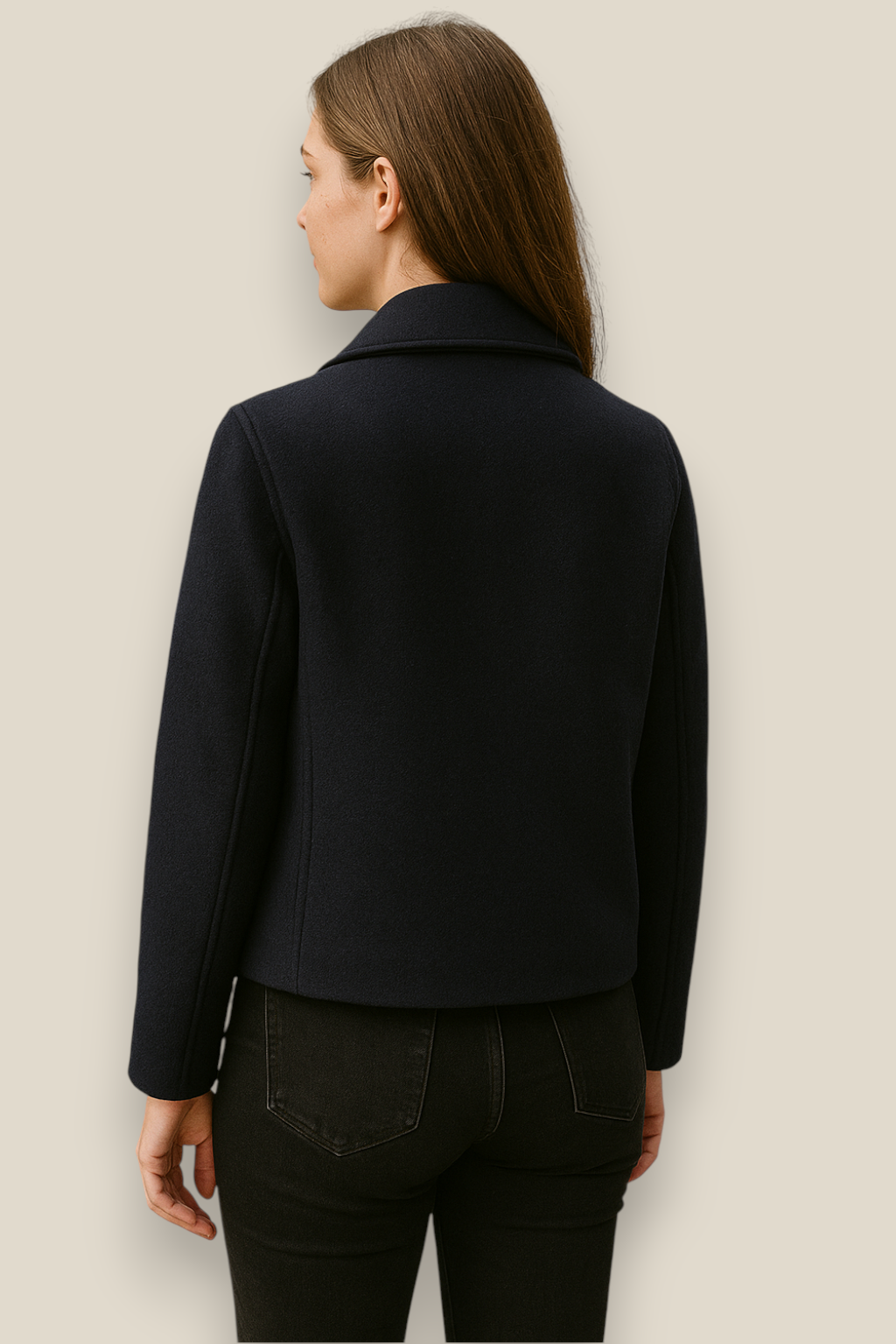 Women’s Wool Jacket, Double Breasted Lapel Coat, Warm Winter Overcoat