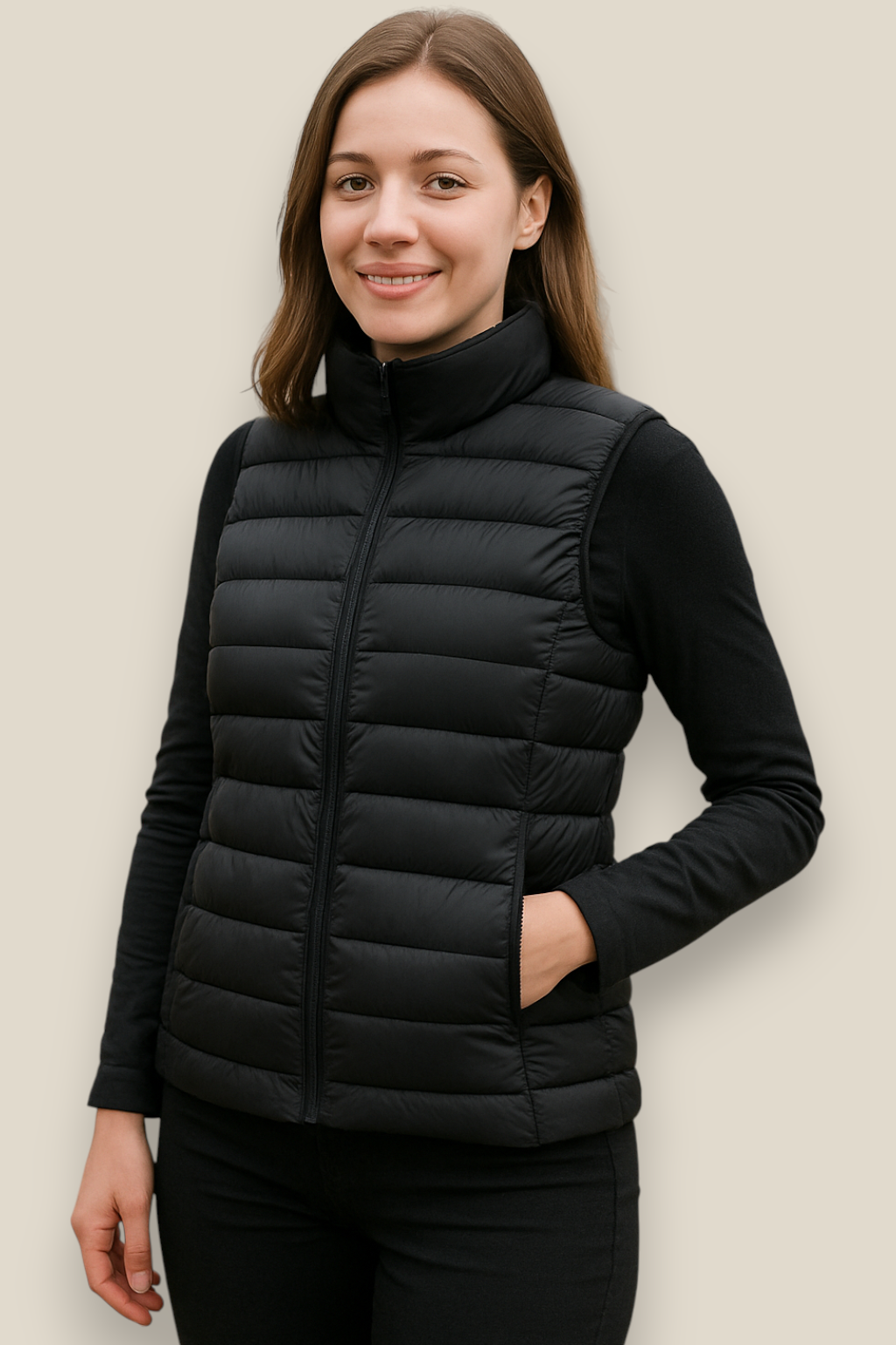 Women’s Sleeveless Down Gilet, Lightweight Puffer Vest, Warm Winter Jacket