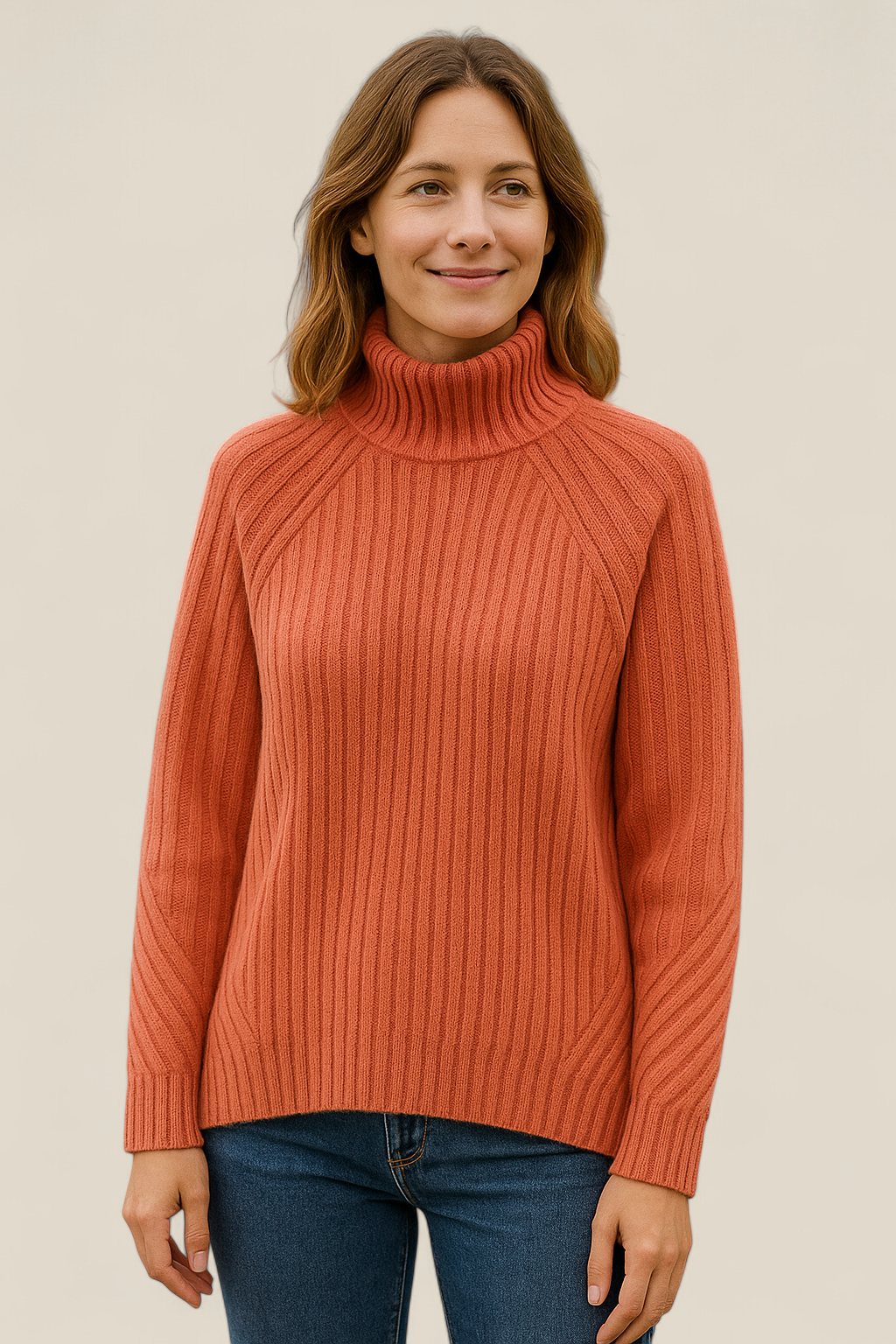 Women’s Turtleneck Knitted Jumper, Elegant Long Sleeve Sweatshirt, Winter Casual Blouse