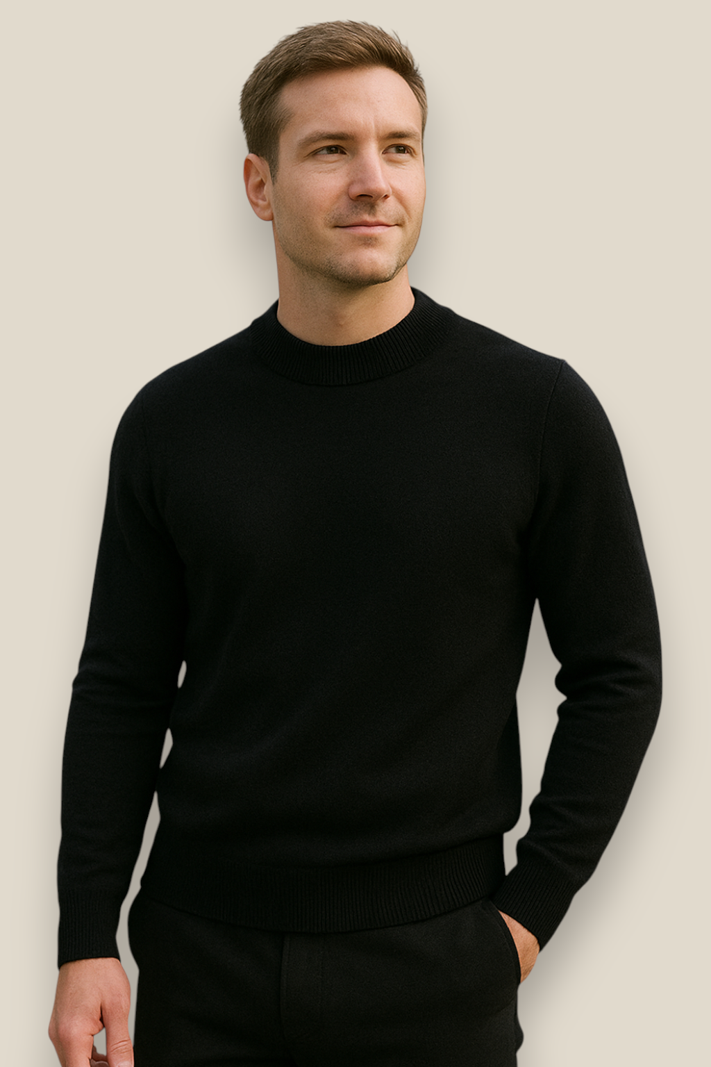 Men’s Half Turtleneck Jumper, Warm Knit Sweater, Casual High Neck Pullover