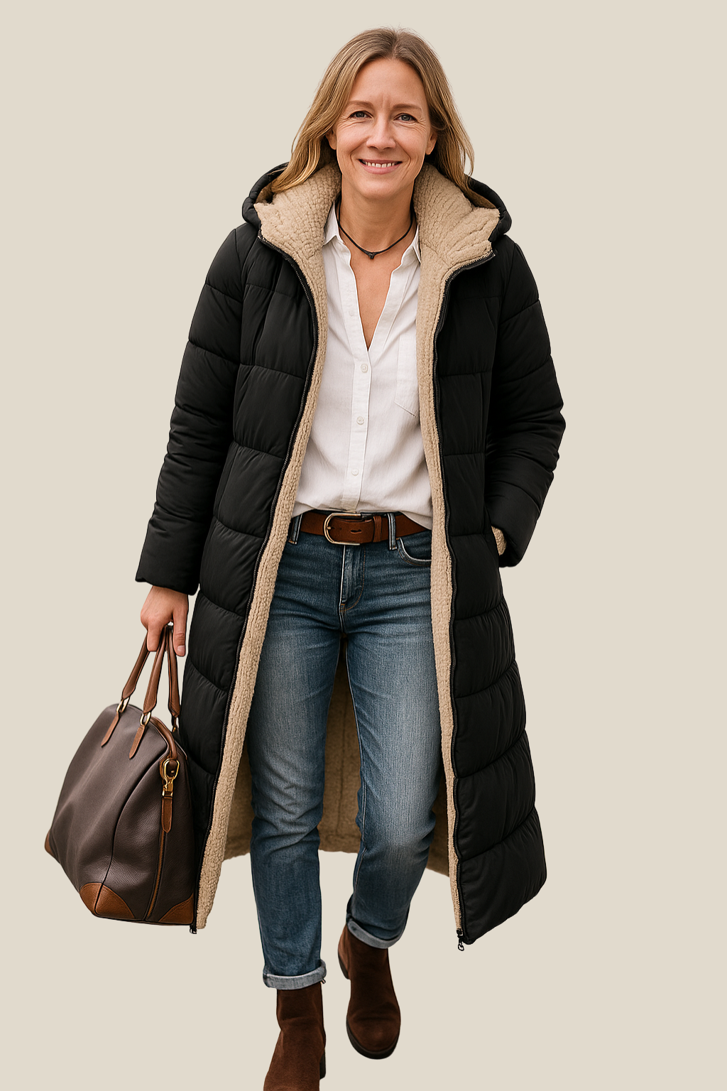 Women’s Hooded Winter Jacket, Long Warm Puffer Coat for Cold Weather And Daily Commuting