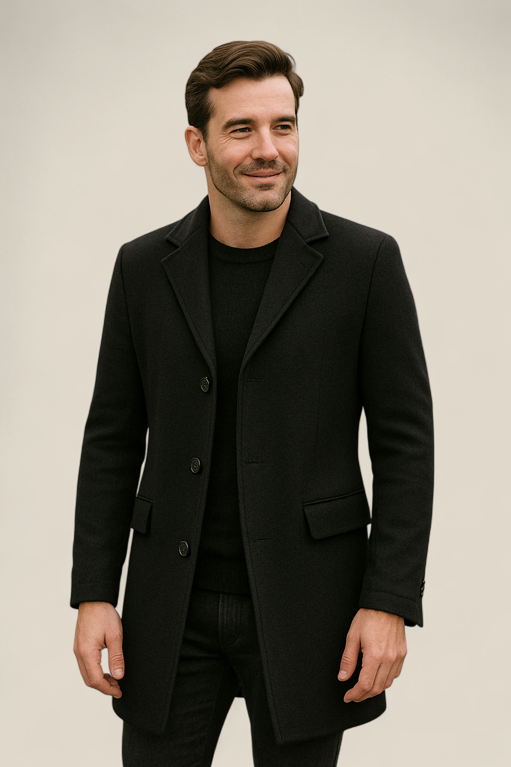 Men’s Long Trench Coat - Casual Single-Breasted Lightweight Jacket