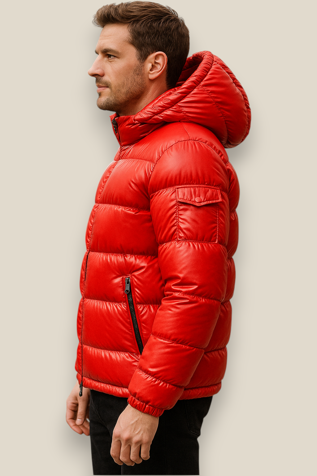 Men’s Waterproof Puffer Jacket - Glossy Down Winter Parka