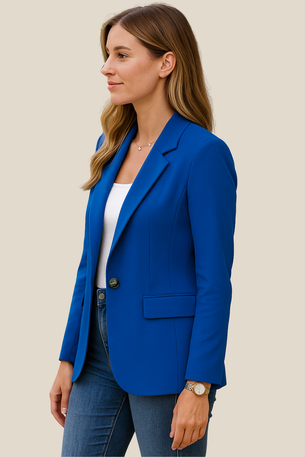 Women’s Blazer Jacket, Elegant Long Sleeve Business Coat, Smart Casual Workwear