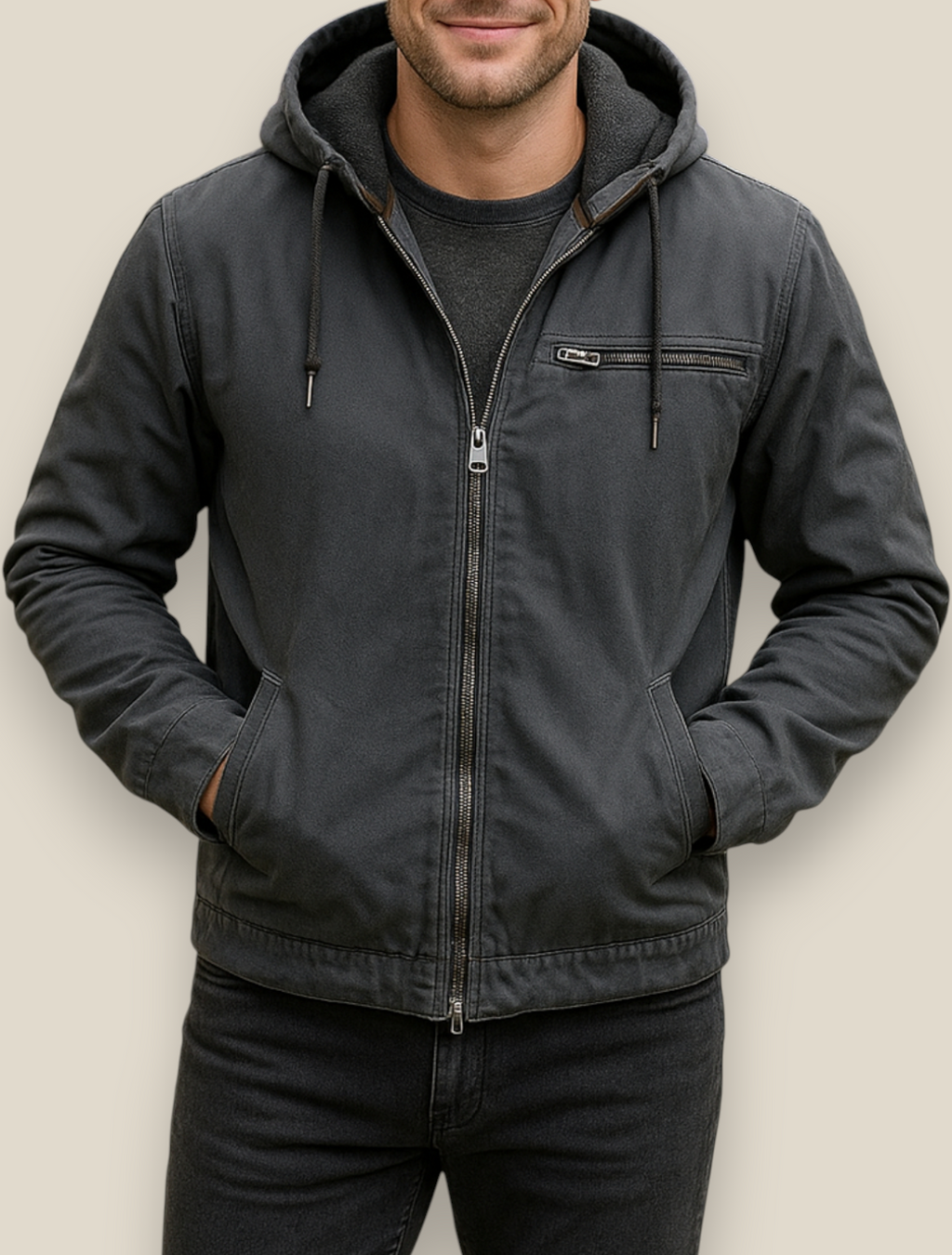 Men’s Hooded Waterproof Jacket - Outdoor Zip-Up Windbreaker