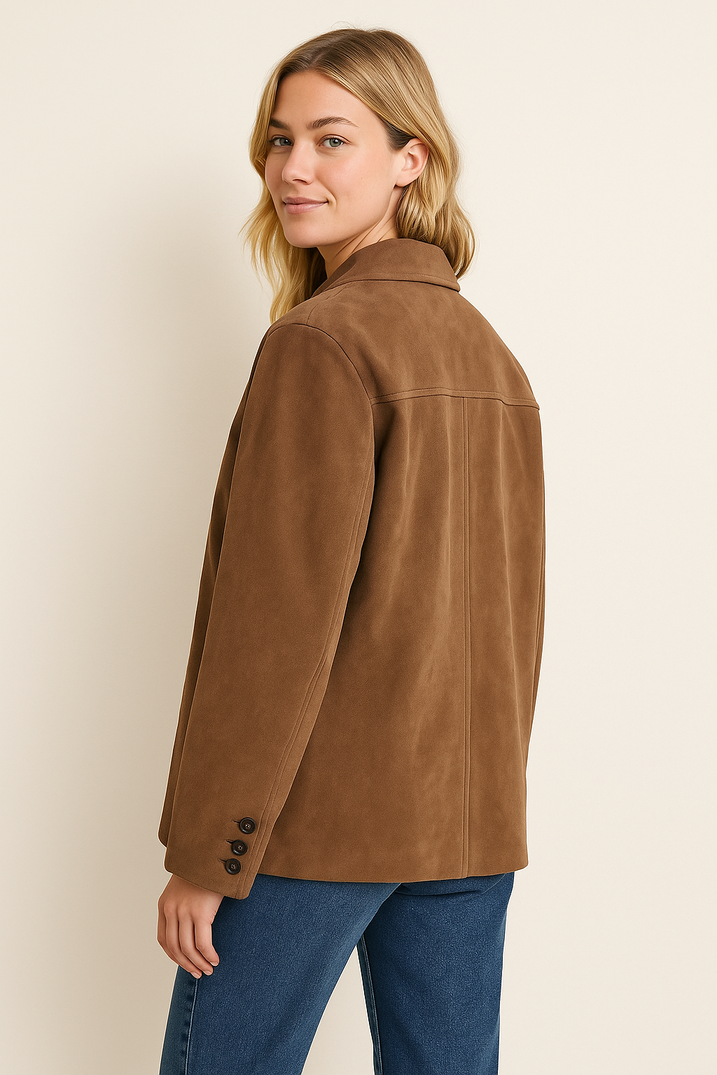 Women’s Suede Jacket, Retro Style Single Breasted Lapel Short Coat, Chic Winter Outerwear