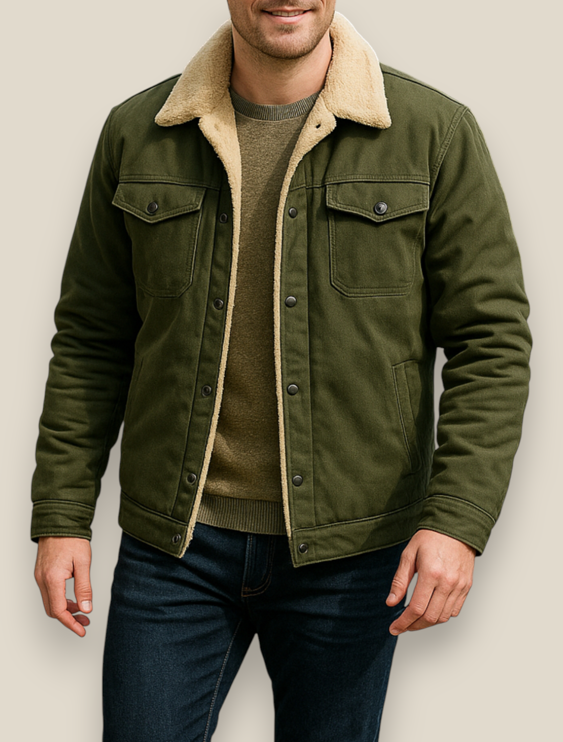 Men’s Winter Fleece Lined Jacket, Thick Warm Plush Coat, Casual Winter Outerwear