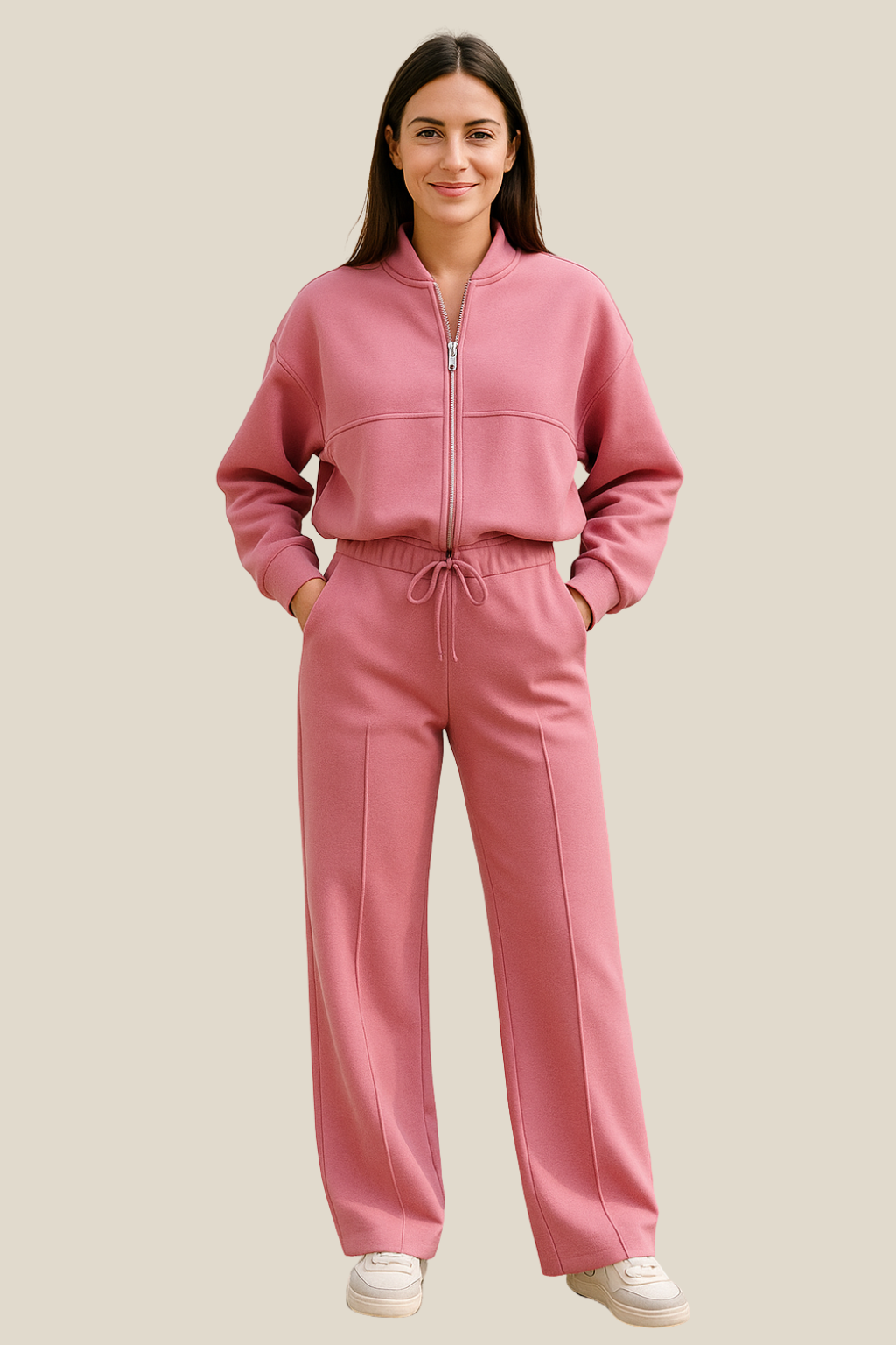 Women’s Two-Piece Tracksuit Set, Zip Jacket And Pants, Casual Sportswear Outfit
