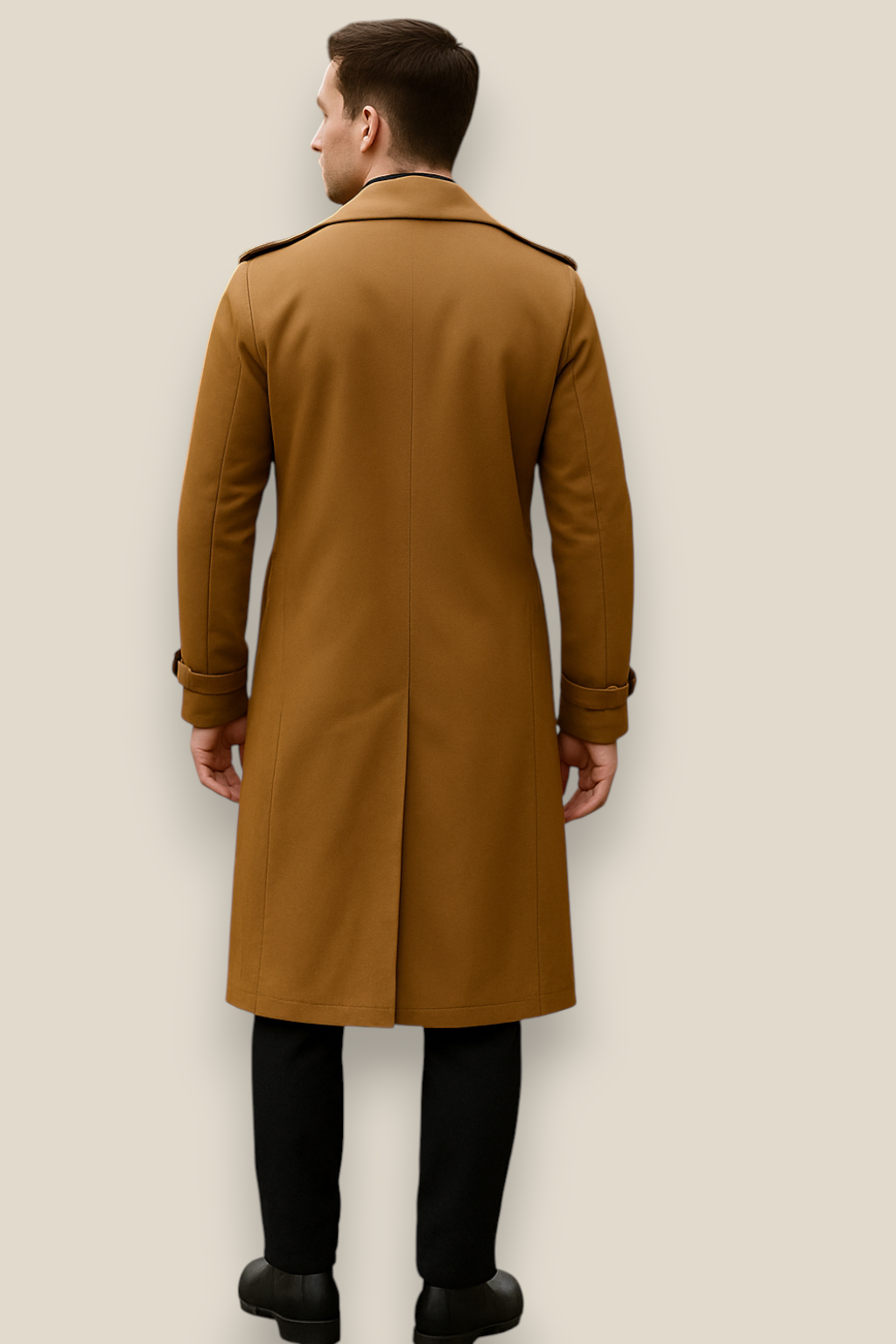 Men’s Long Trench Coat - Vintage Styled Overcoat Jacket