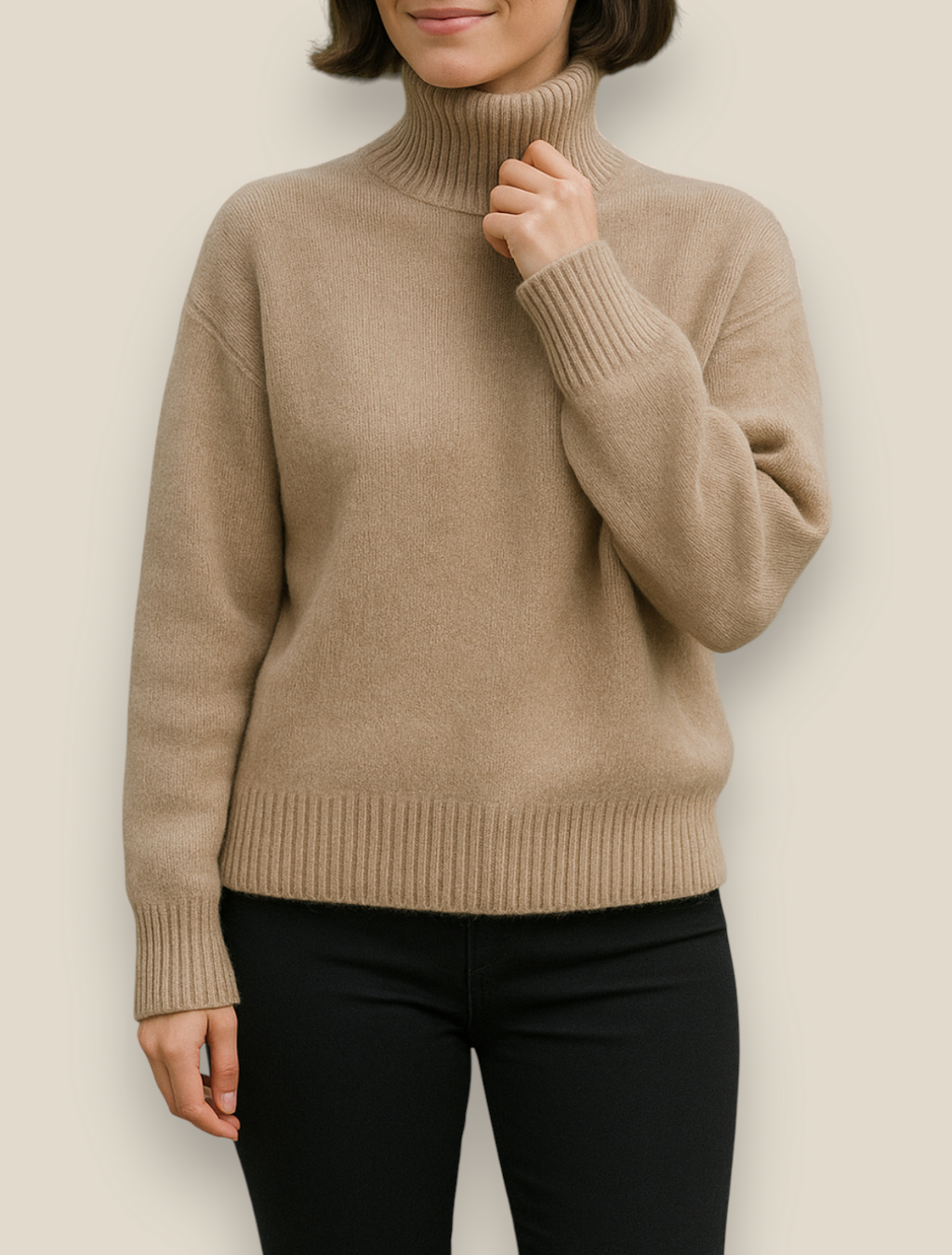 Women’s Turtleneck Jumper, Thick Knitted Sweater, Winter Office Knitwear