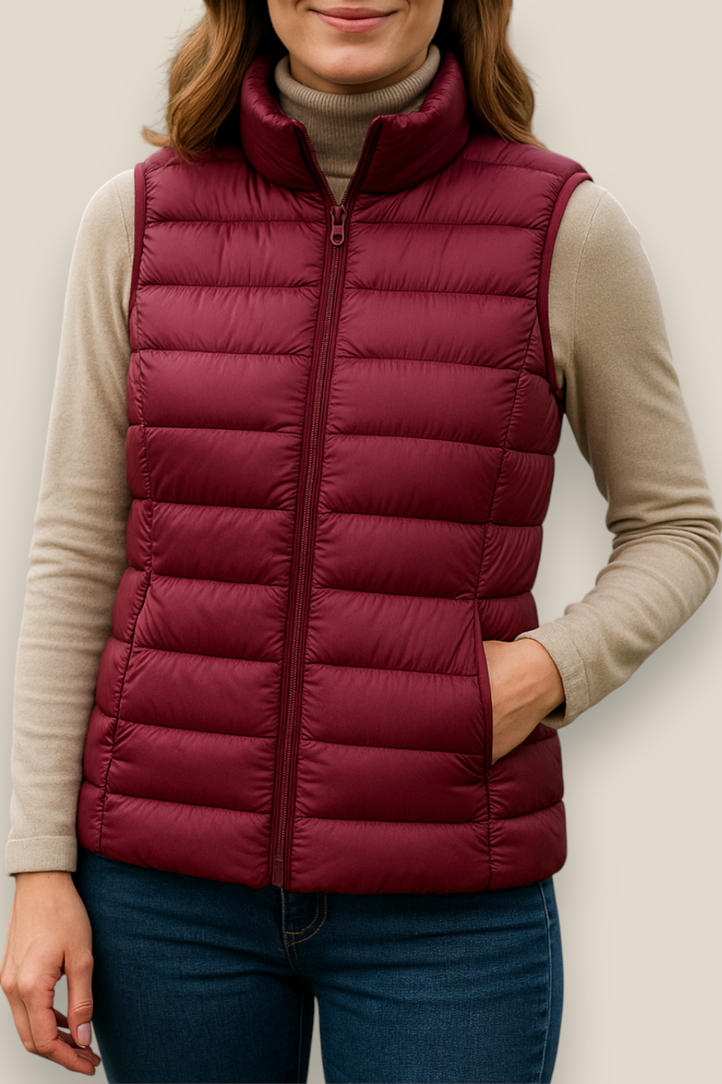 Women’s Sleeveless Down Gilet, Lightweight Puffer Vest, Warm Winter Jacket