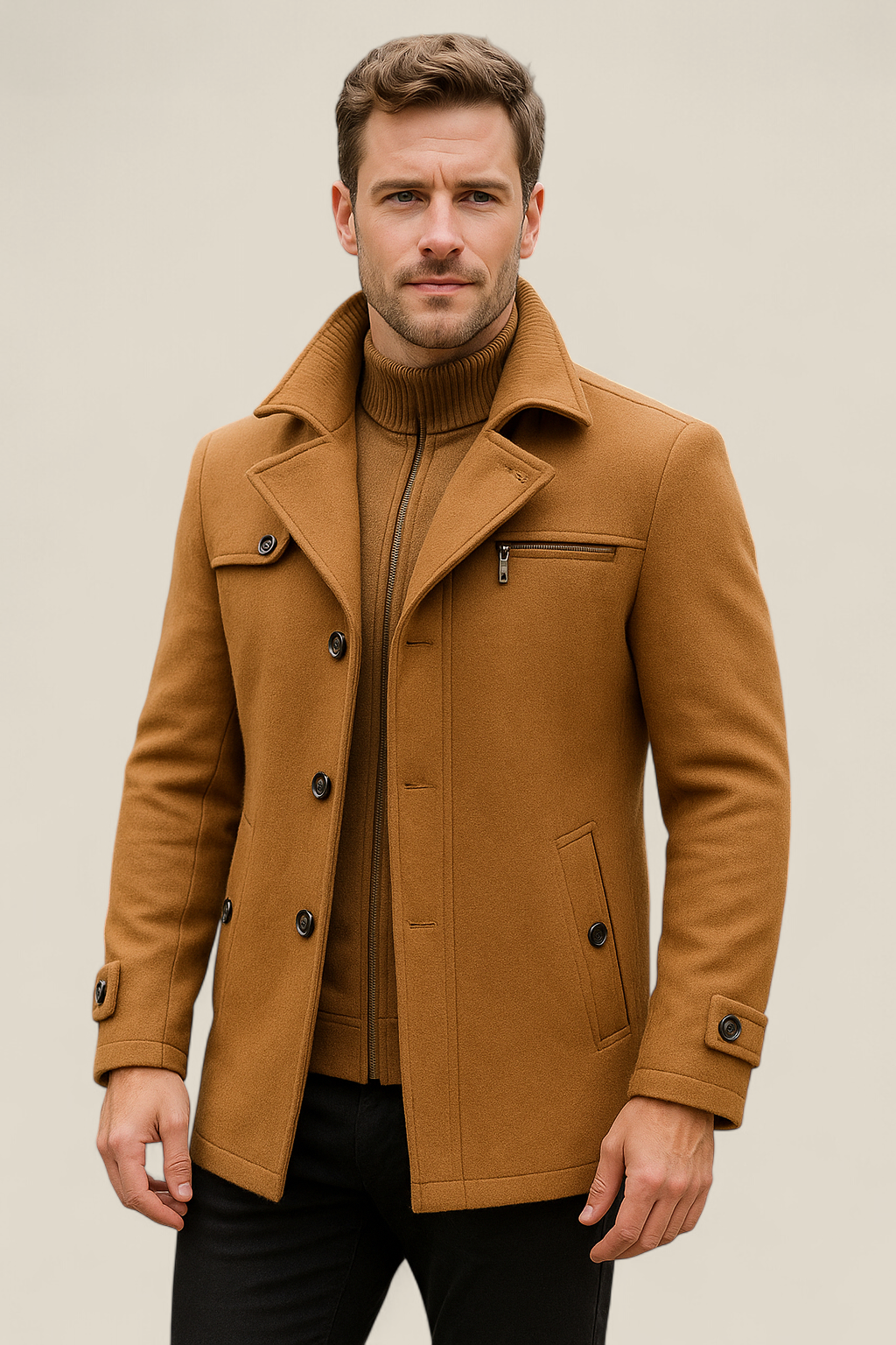 Men’s Wool Jacket - Slim Fit Business Casual Winter Coat