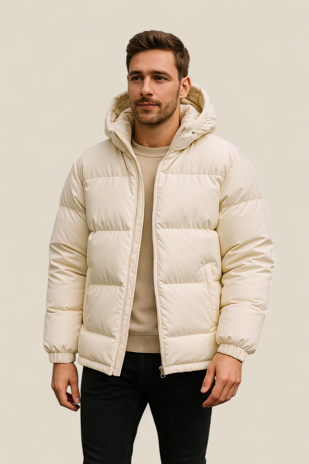 Men’s Hooded Puffer Jacket, Thick Padded Winter Coat, Warm Casual Parka