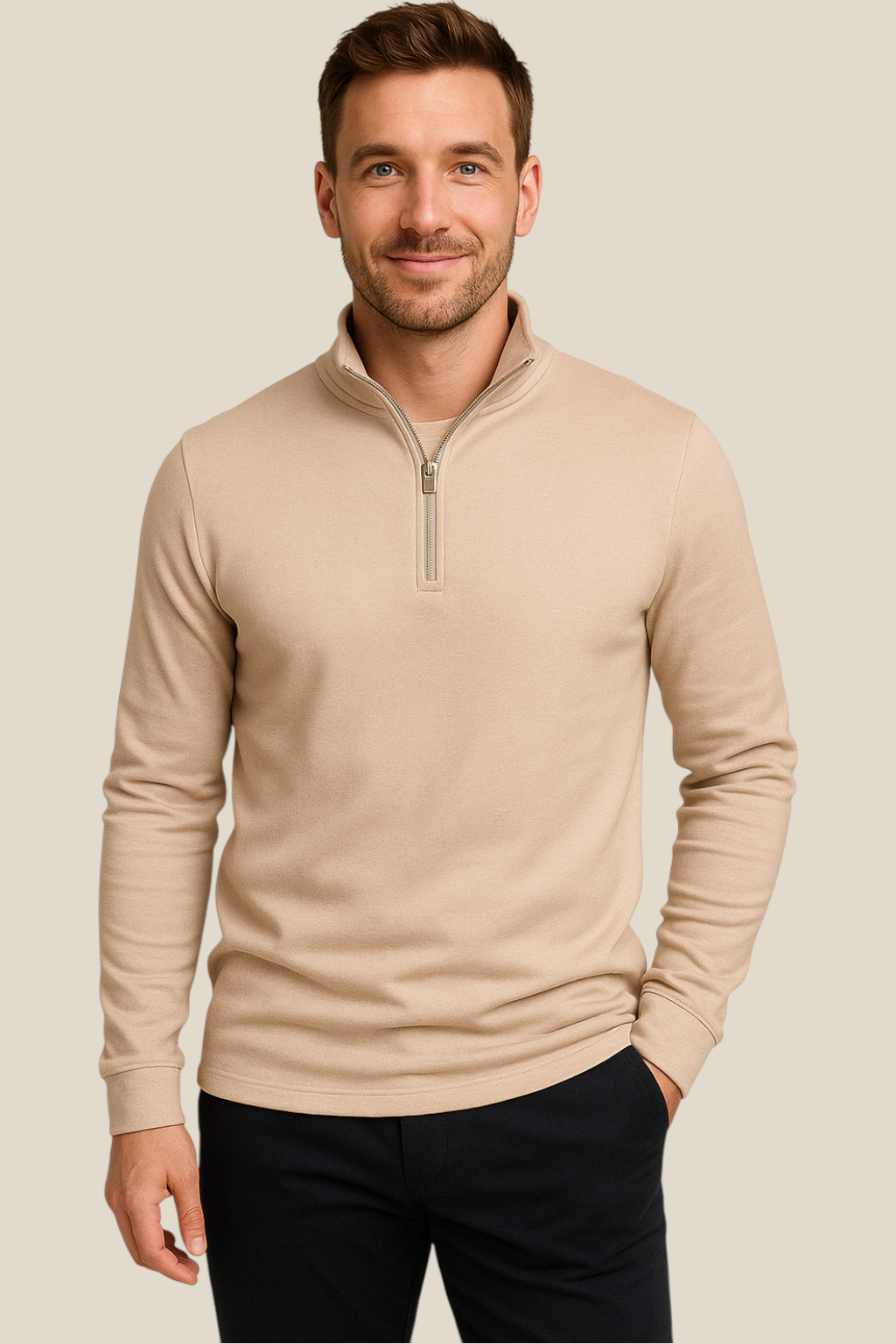 Men’s Fleece Jumper - Long-Sleeve Stand-Up Collar Winter Jacket