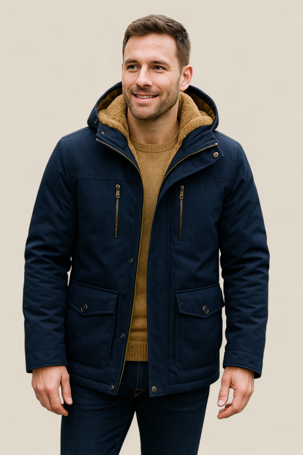 Men’s Winter Parka Jacket - Thick Velvet Outdoor Coat