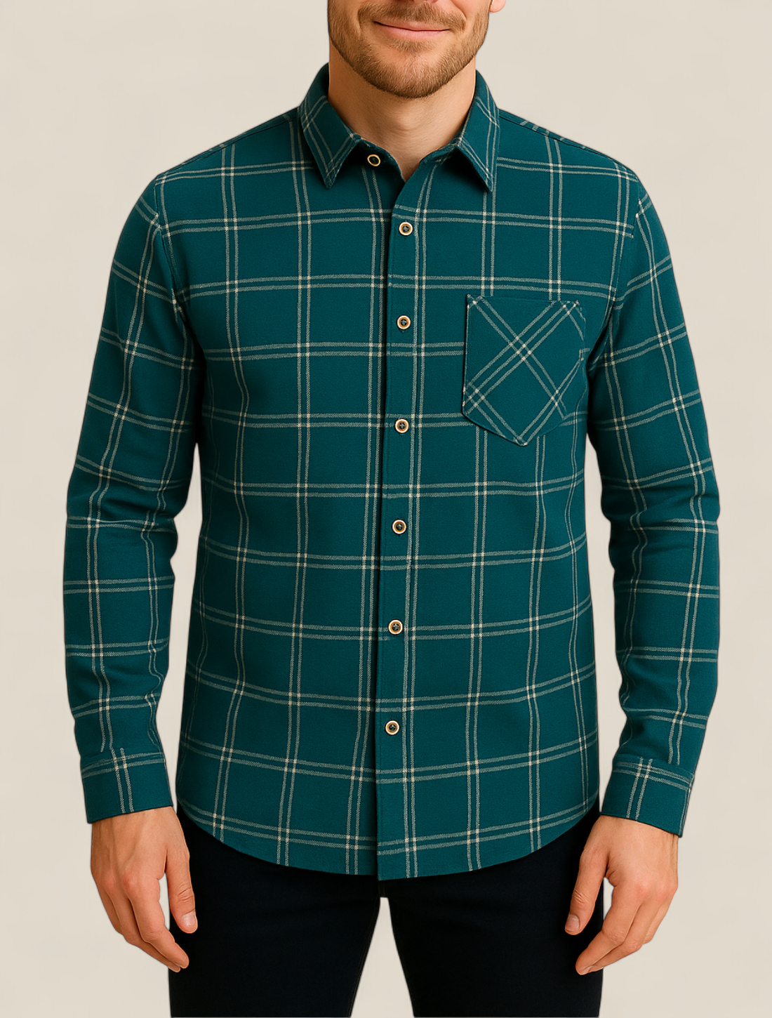 Men’s Flannel Shirt - Long Sleeve Plaid Top, Cotton Button Up Sweater