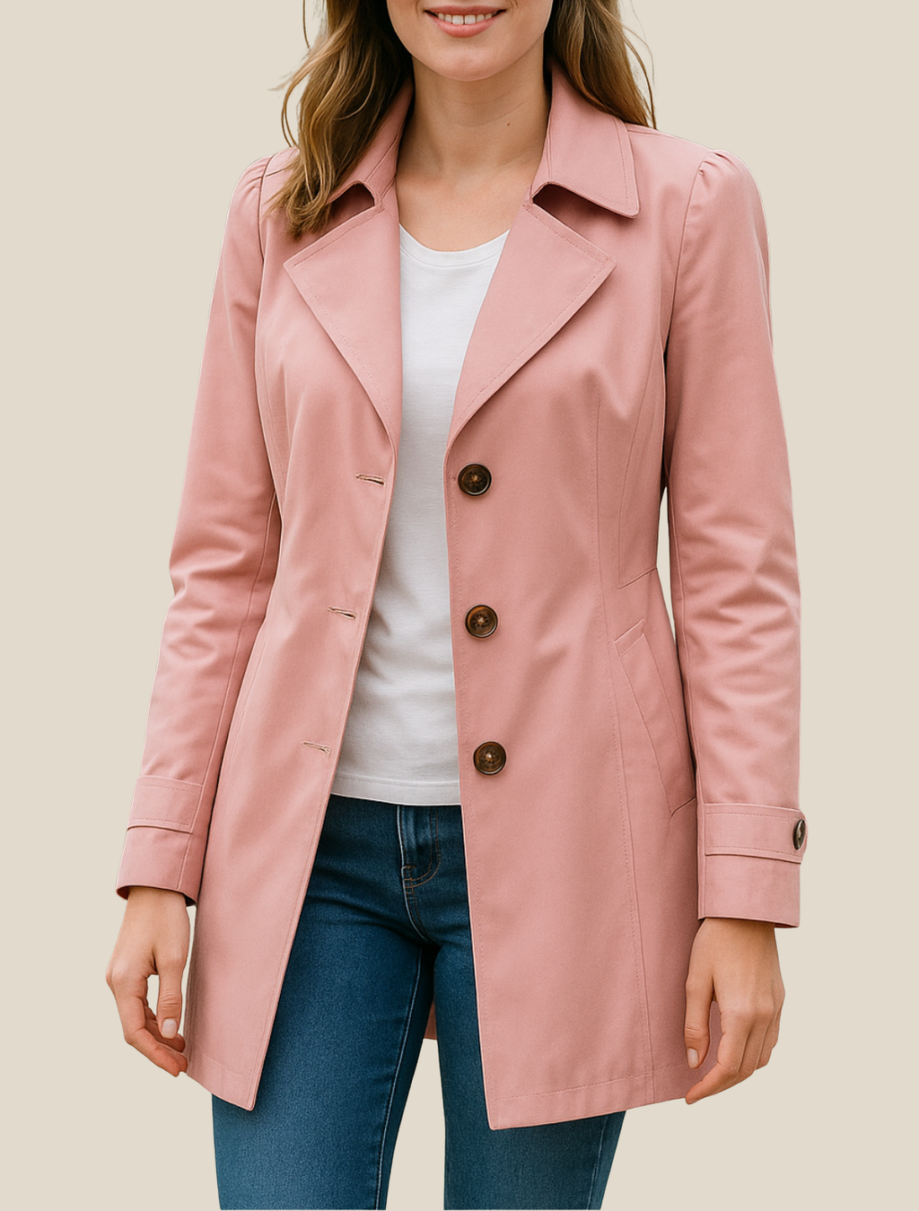 Women’s Elegant Trench Coat, Single-Breasted Mid-Length Windbreaker Winter Outerwear