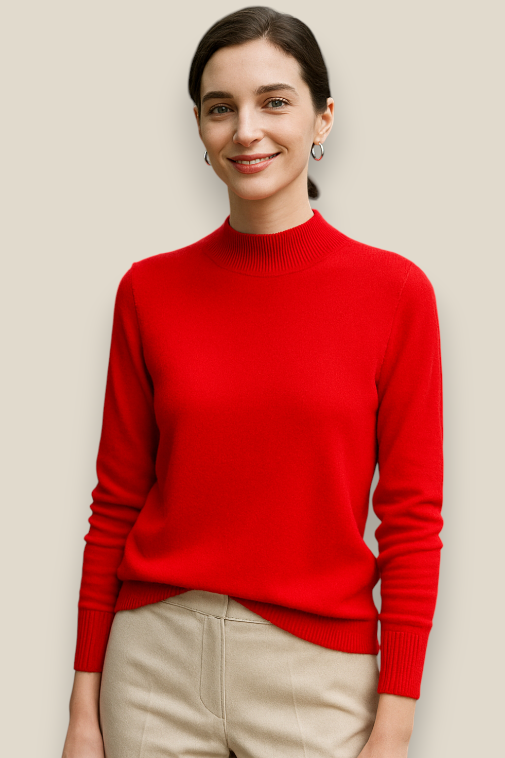 Women’s Wool Jumper, Seamless Knitted Sweater, Long Sleeve Winter Top