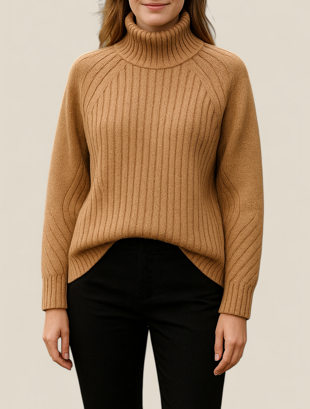 Women’s Turtleneck Knitted Jumper, Elegant Long Sleeve Sweatshirt, Winter Casual Blouse