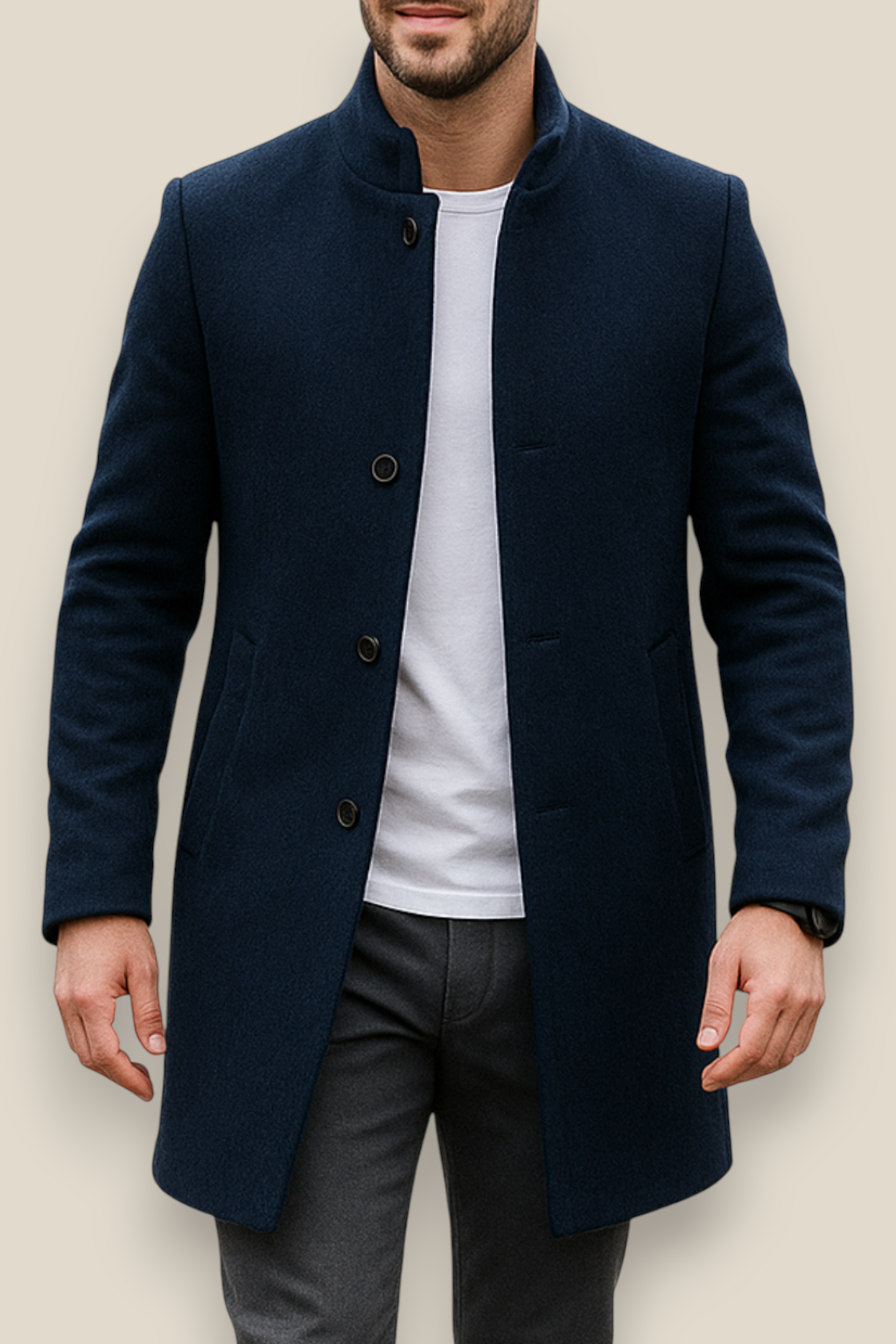 Men’s Winter Trench Coat, Formal Long Overcoat, Warm Smart Casual Jacket