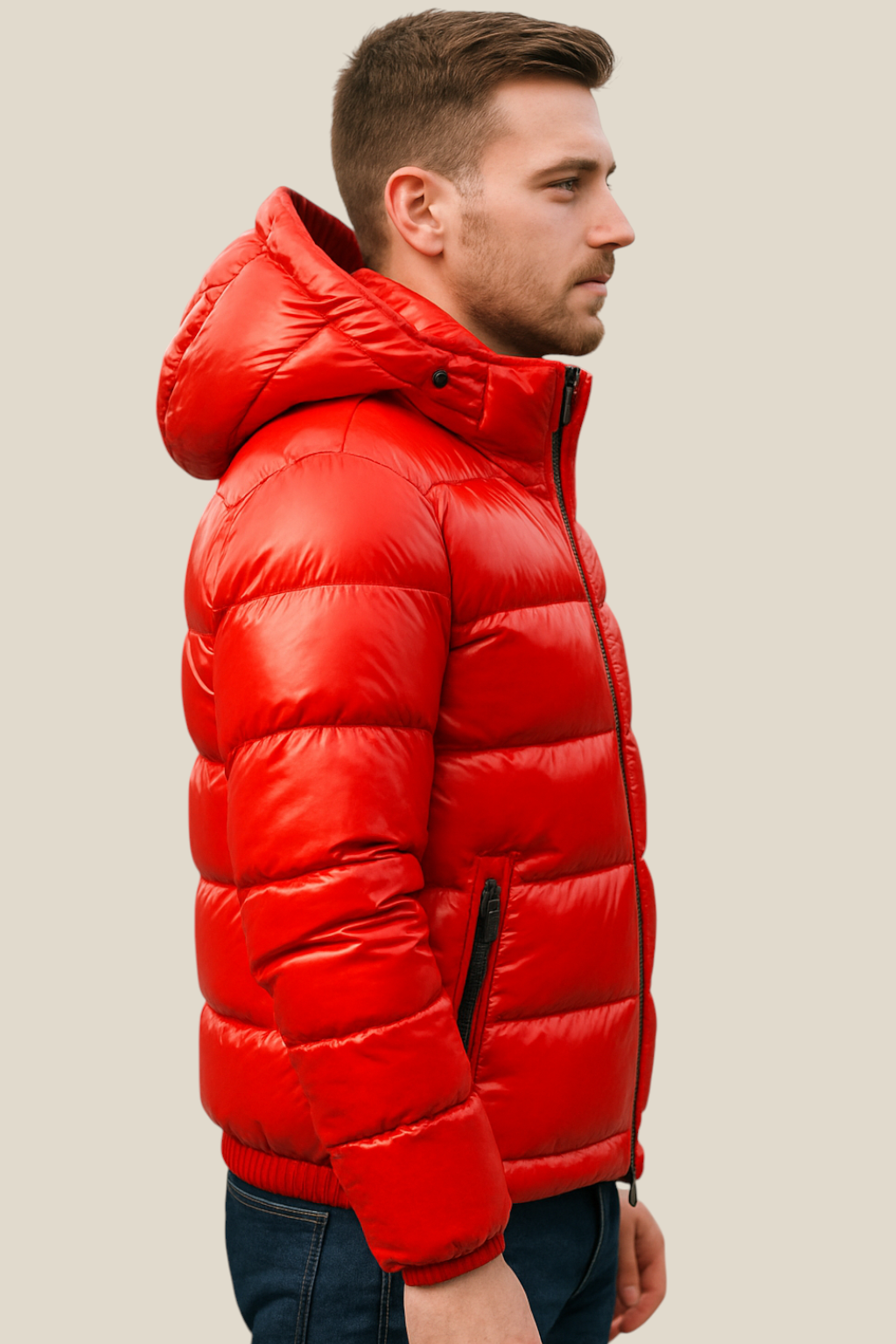 Men’s Waterproof Puffer Jacket - Glossy Down Winter Parka