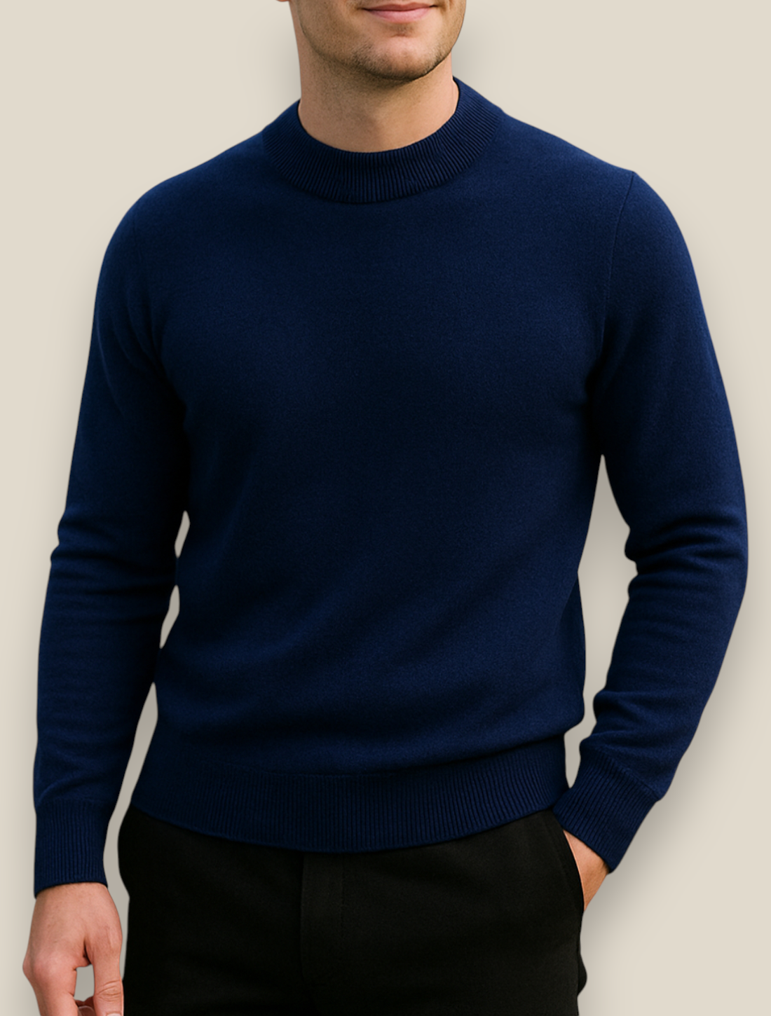 Men’s Half Turtleneck Jumper, Warm Knit Sweater, Casual High Neck Pullover