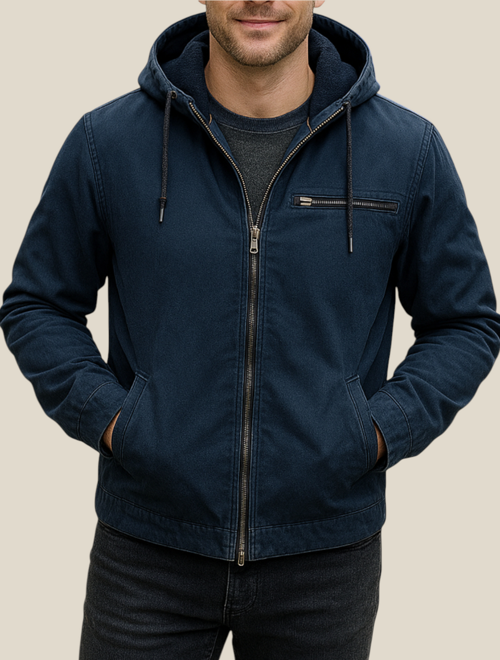 Men’s Hooded Waterproof Jacket - Outdoor Zip-Up Windbreaker