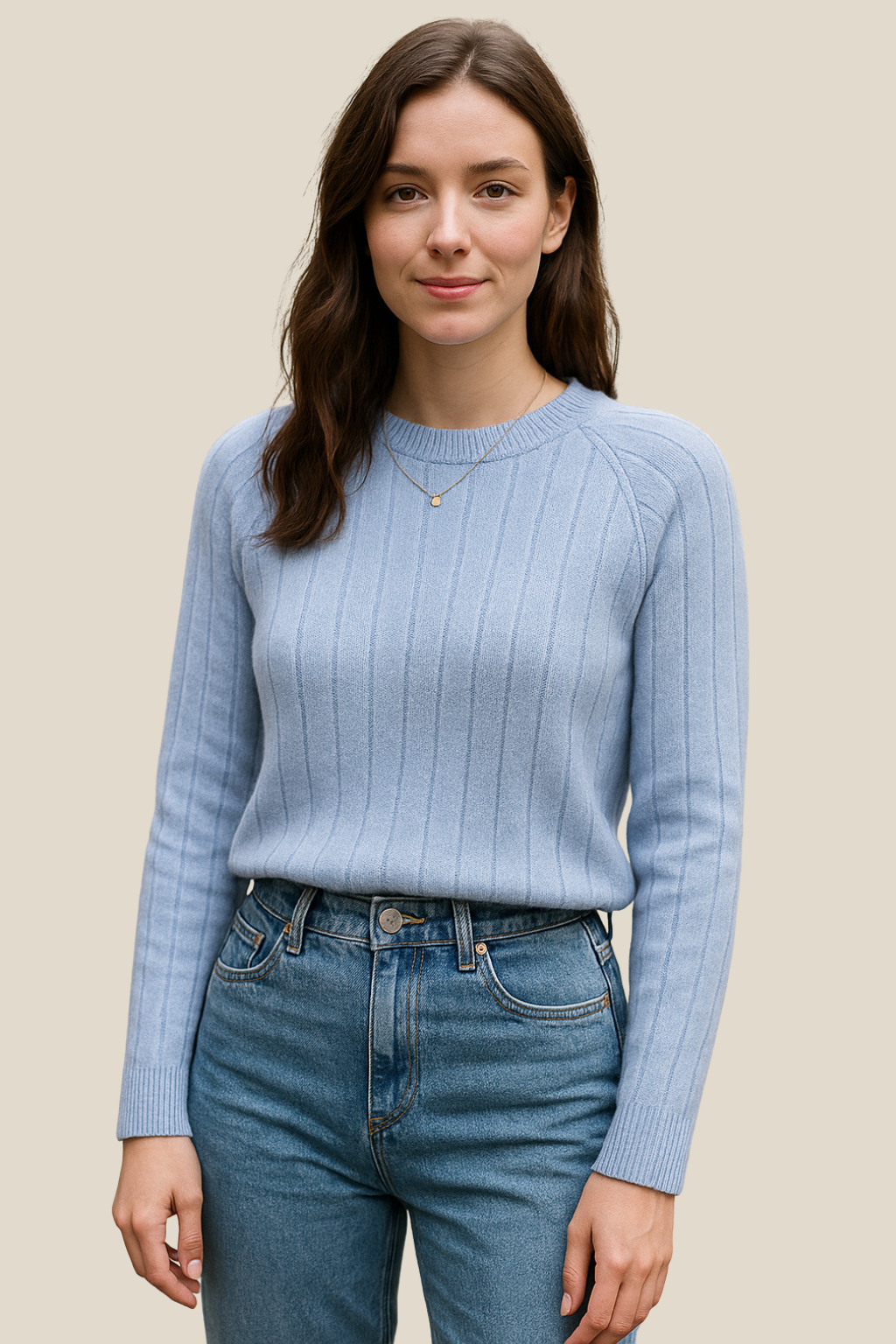 Women’s Knitted Long Sleeve Jumper, Crewneck Pullover, Relaxed Fit Sweatshirt