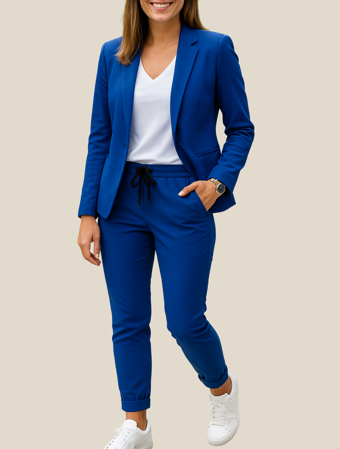Women’s Business Suit Set, Elegant Two-Piece Outfit With Blazer And Trousers