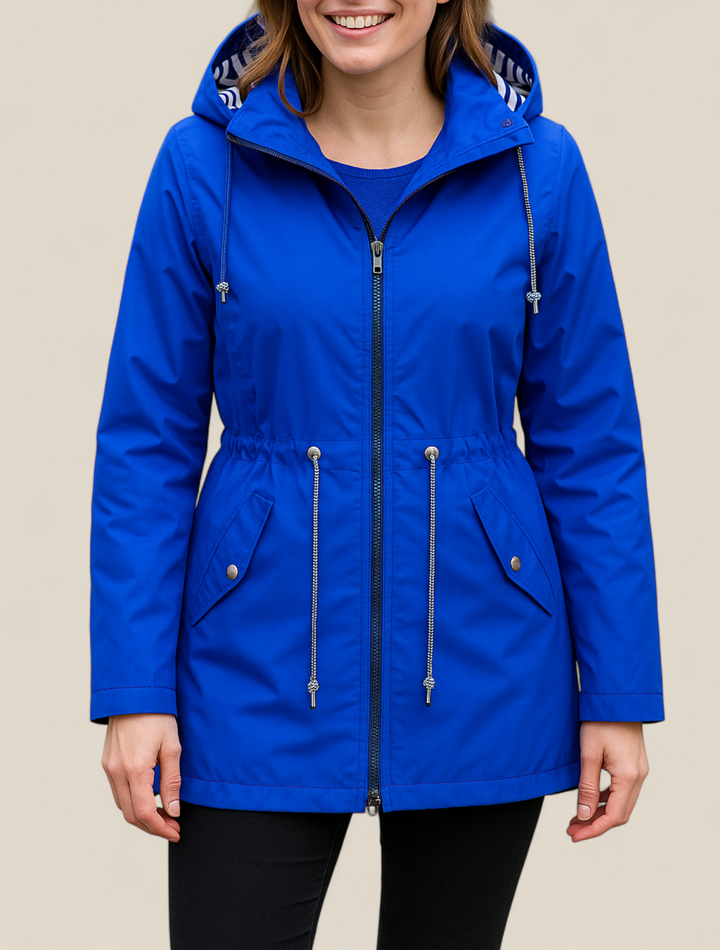 Women’s Waterproof Raincoat, Lightweight Hooded Trench Jacket, Warm Outdoor Coat