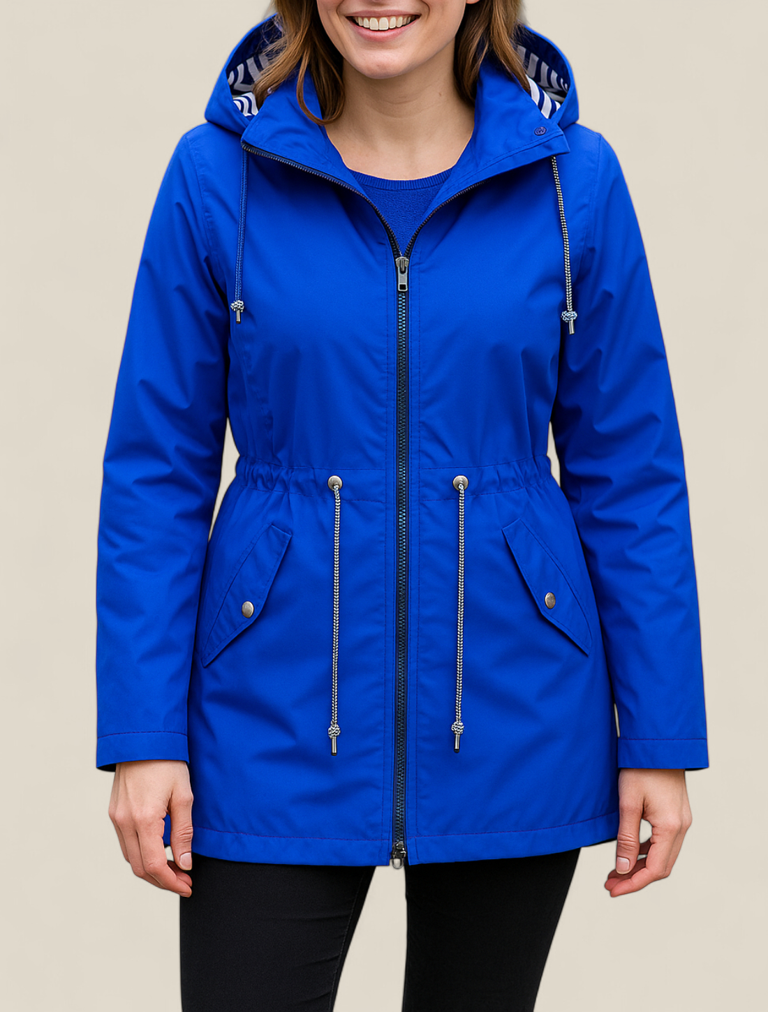 Women’s Waterproof Raincoat, Lightweight Hooded Trench Jacket, Warm Outdoor Coat