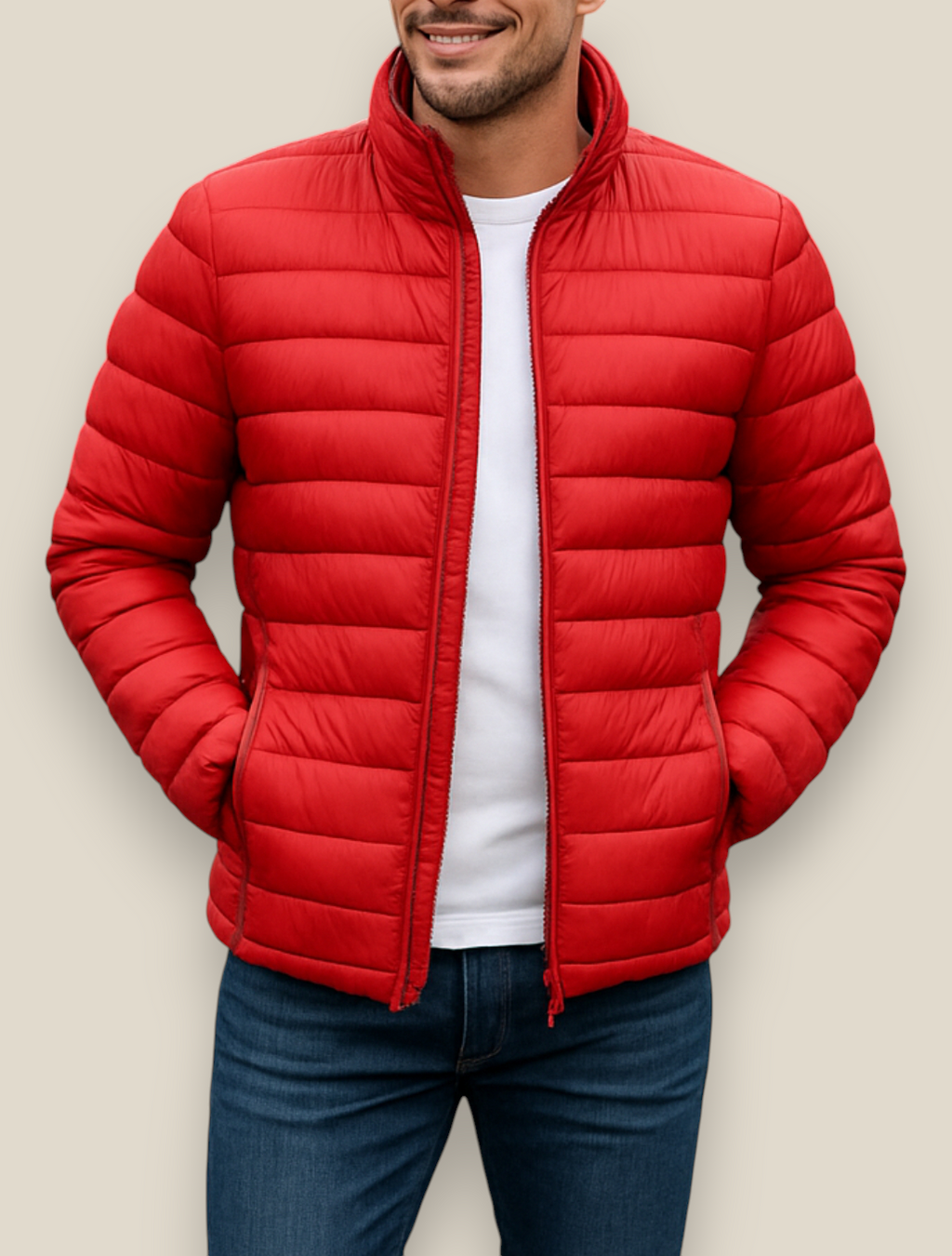 Men’s Down Puffer Jacket, Winter Padded Casual Windbreaker Coat, Thick Warm Overcoat