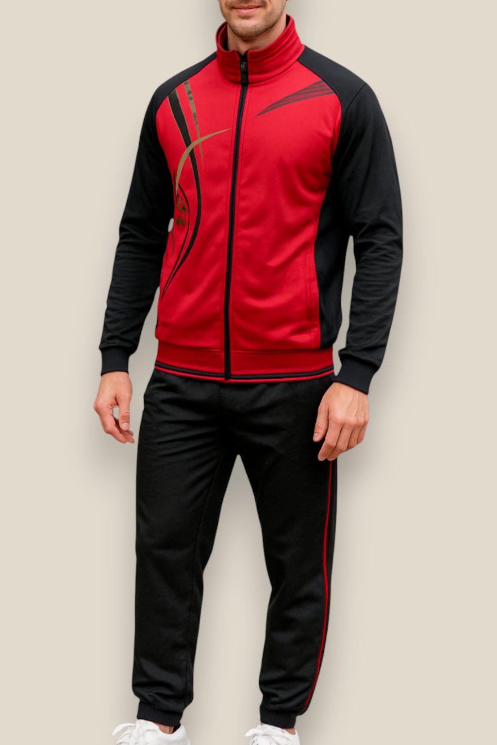 Men’s Sportswear Set - Two-Piece Jacket And Jogging Tracksuit Set