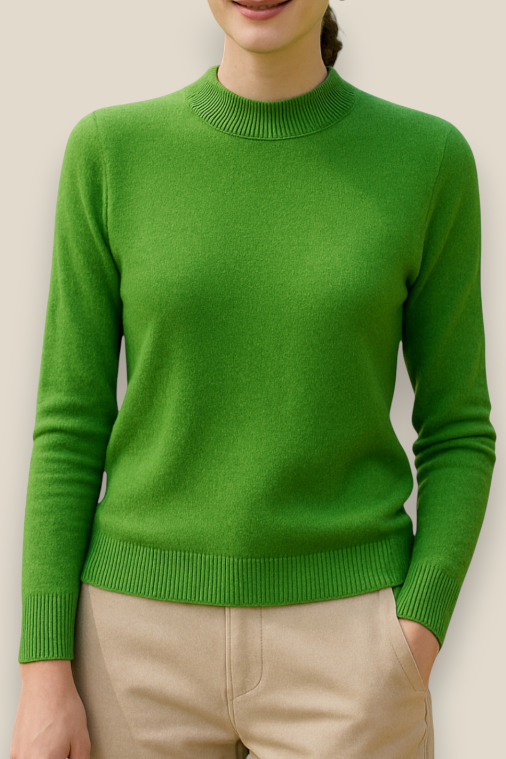 Women’s Merino Wool Jumper - Soft Knit Mock Neck Pullover Sweater