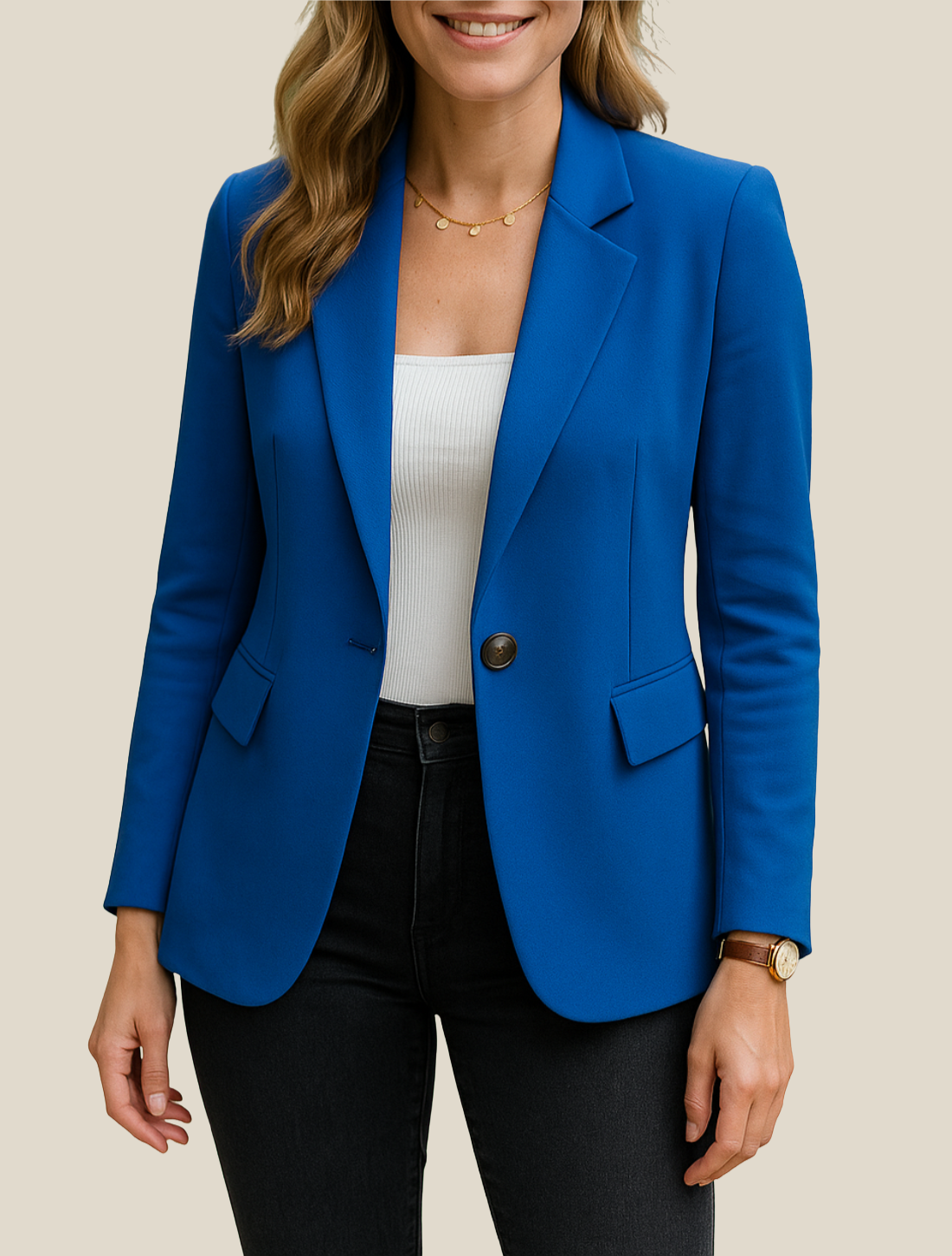 Women’s Blazer Jacket, Elegant Long Sleeve Business Coat, Smart Casual Workwear