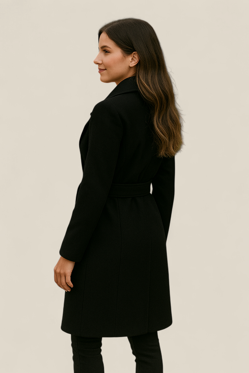 Women’s Wool Trench Coat, Double Breasted Overcoat, Belted Winter Jacket