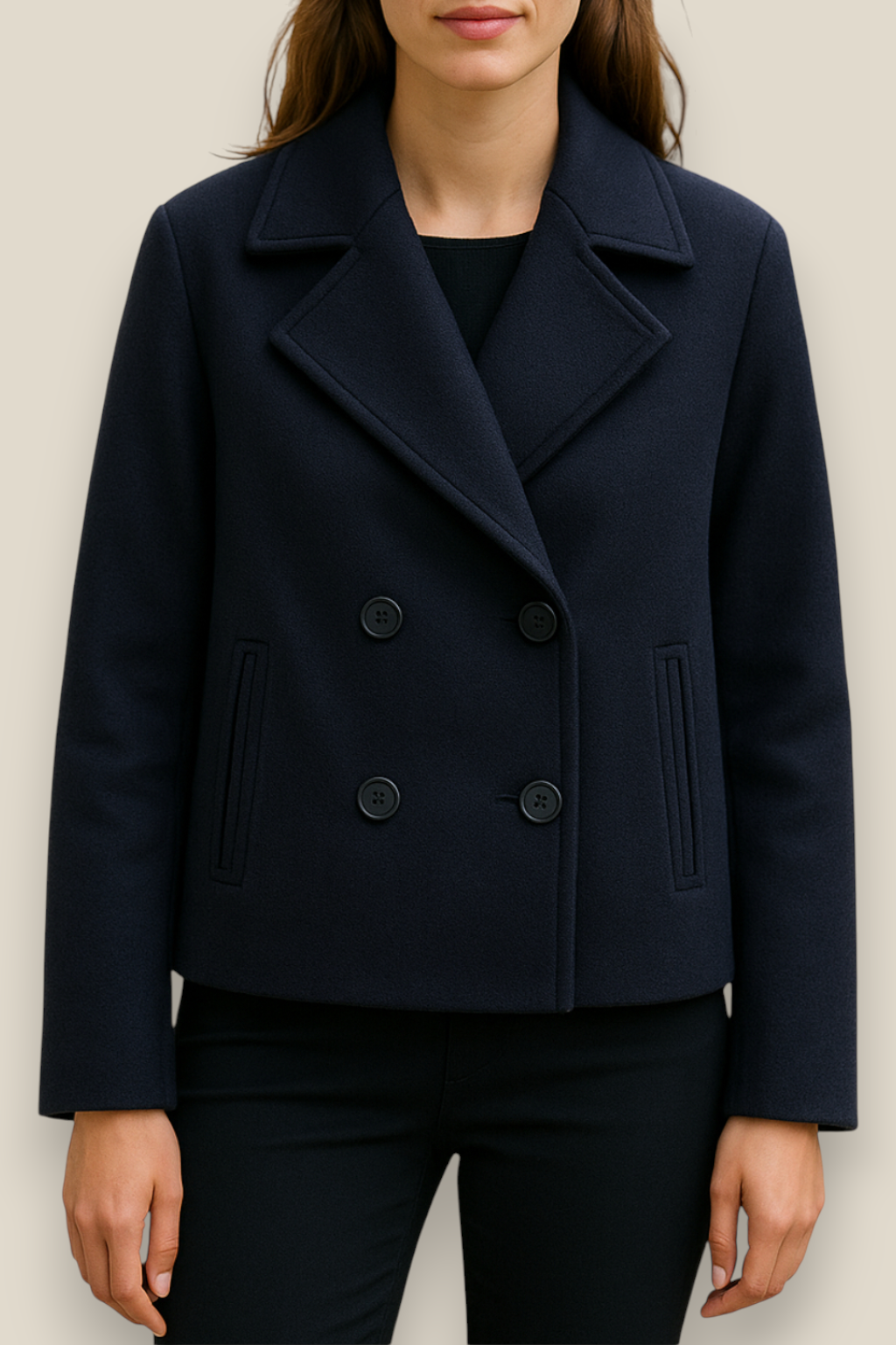 Women’s Wool Jacket, Double Breasted Lapel Coat, Warm Winter Overcoat
