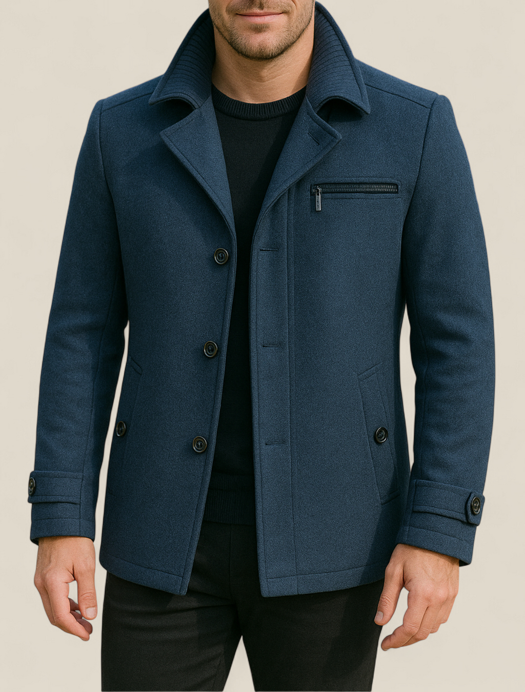 Men’s Wool Jacket - Slim Fit Business Casual Winter Coat